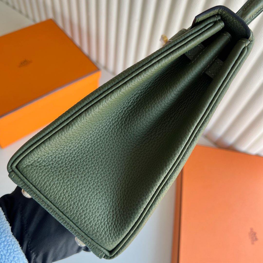 愛馬仕凱莉包25寸價格 Hermes Kelly Retourne 25 Togo Color V6 Canopée 叢林綠金色五金