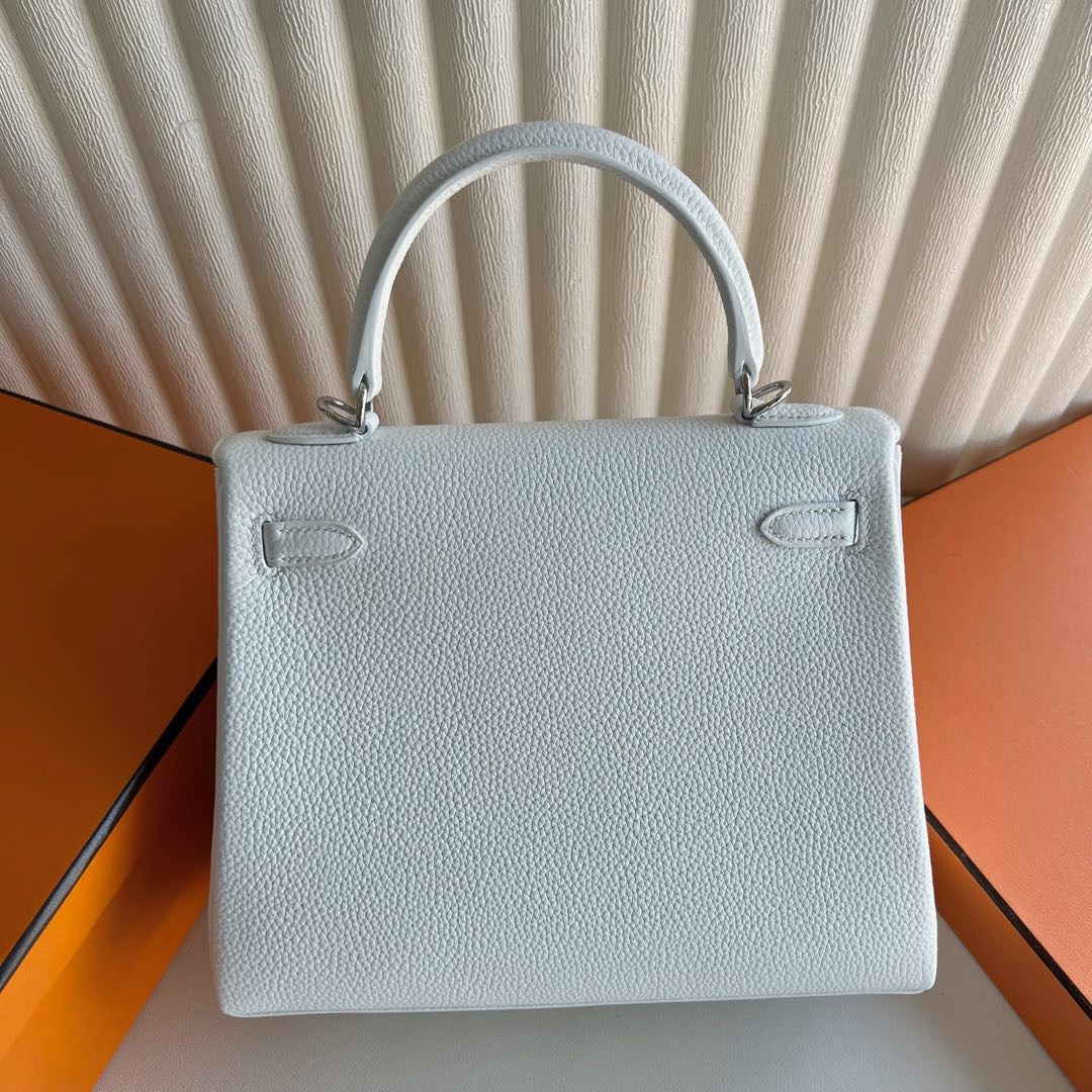 愛馬仕凱莉包包官方價格 Hermes Kelly Retourne 25 Togo 純白色銀色五金