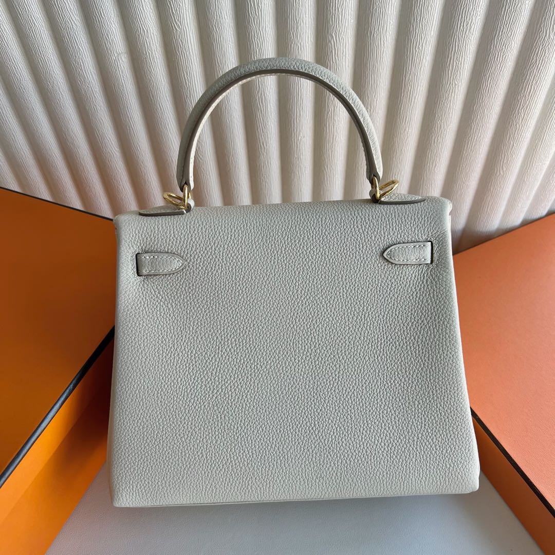 愛馬仕凱莉包多少錢 Hermes Kelly Retourne 25 Togo Color Craie 奶昔白金色五金