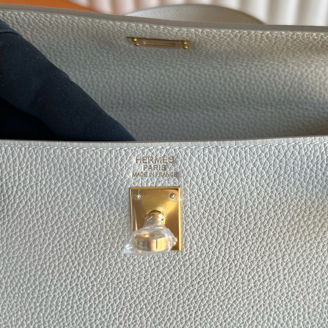愛馬仕凱莉包多少錢 Hermes Kelly Retourne 25 Togo Color Craie 奶昔白金色五金