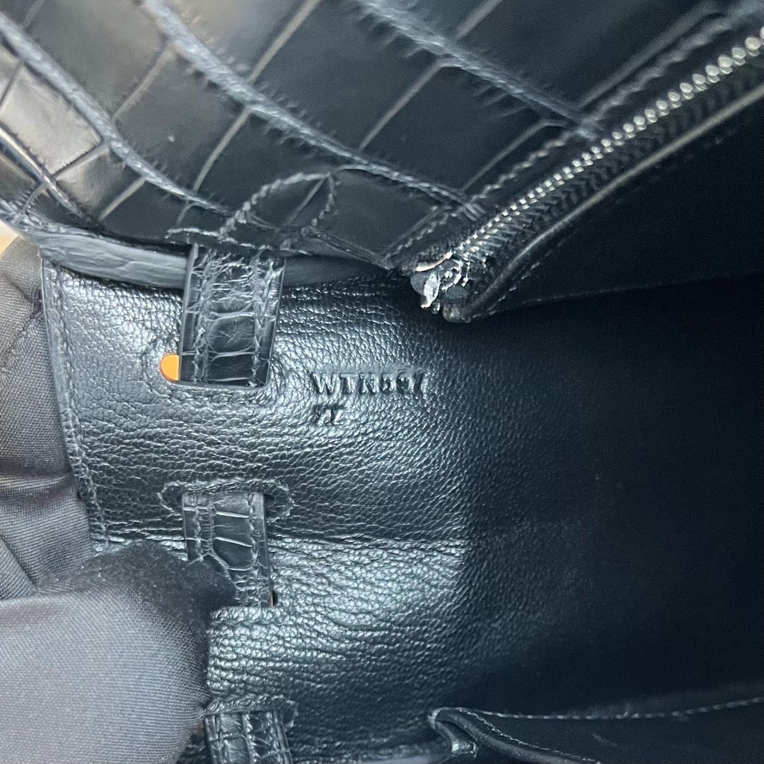 愛馬仕凱莉包包圖片 Hermes Kelly Retourne 25 霧面“口“方塊美洲鱷魚皮 Noir黑色銀色五金