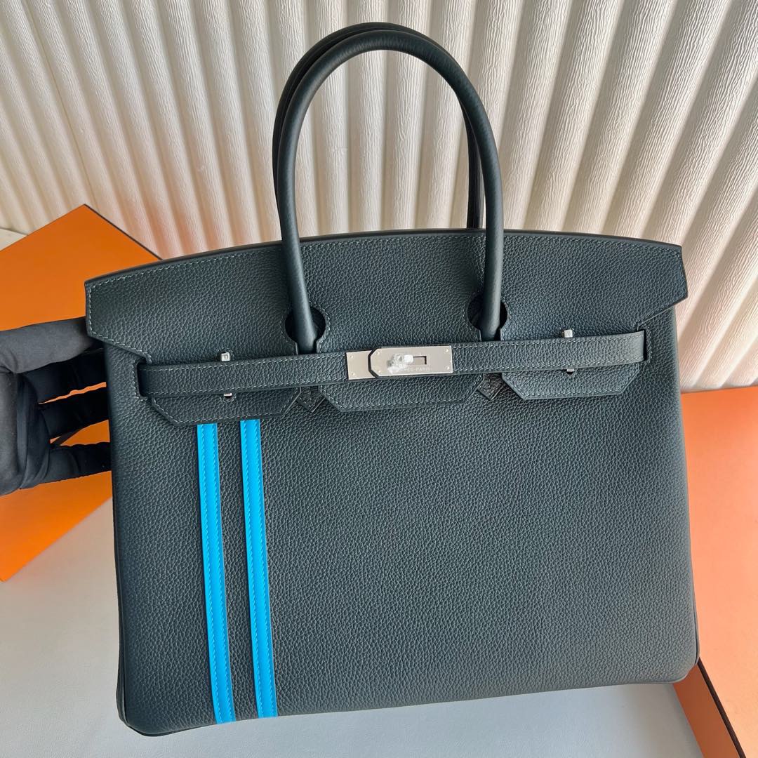 愛馬仕鉑金包香港價格Hermes Birkin 35 Togo 雙杠隊長Vert cypres松柏綠/Blue zanzibar坦尚尼亞藍-Qatar Kuwait Hermes Birkin Kelly Lindy bag 愛馬仕鉑金包香港價格Hermes Birkin 35 Togo 雙杠隊長Vert cypres松柏綠/Blue zanzibar坦尚尼亞藍