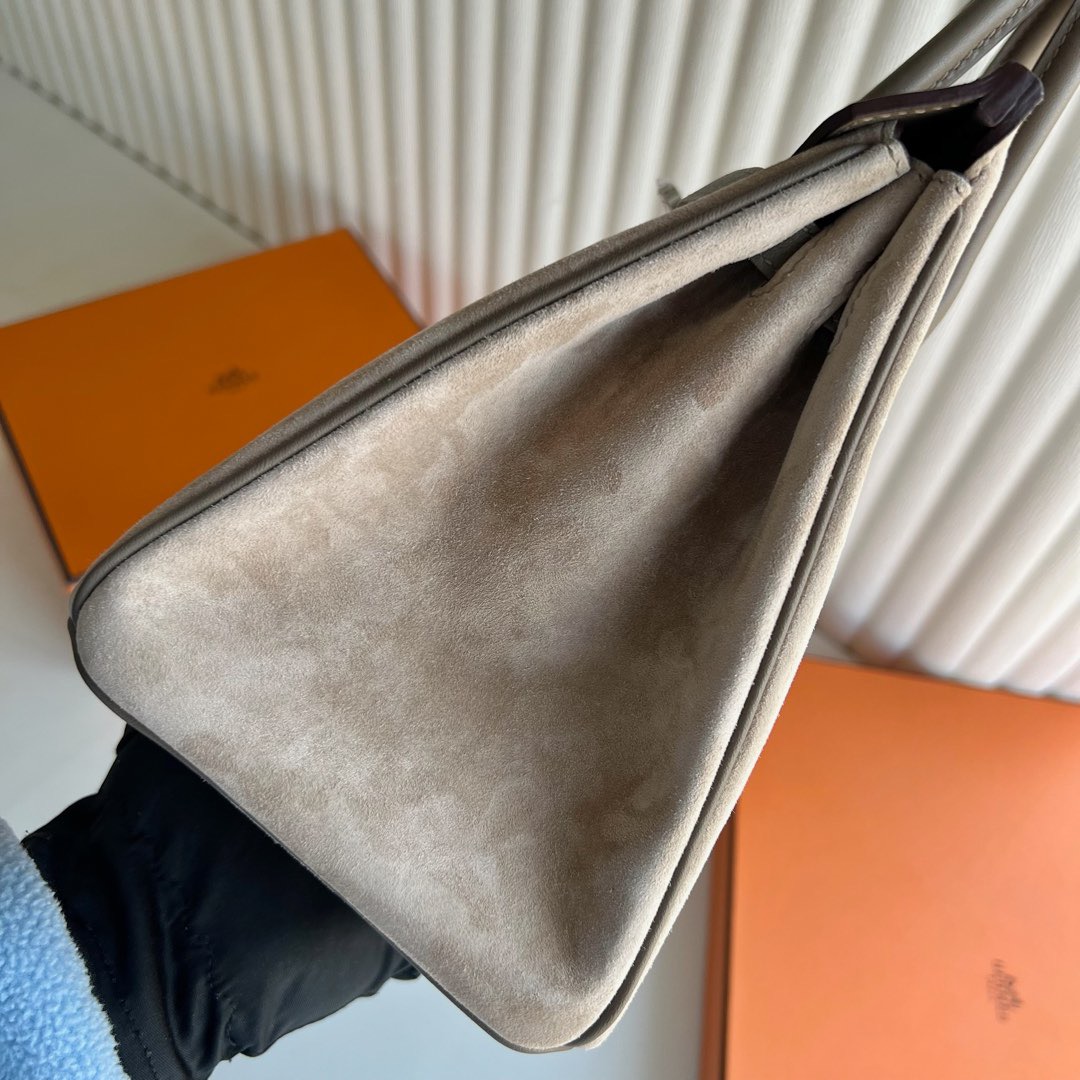 愛馬仕鉑金包圖片大全Hermes Birkin 25 Grizzly Swift/Suede Color CK18 Etoupe大象灰