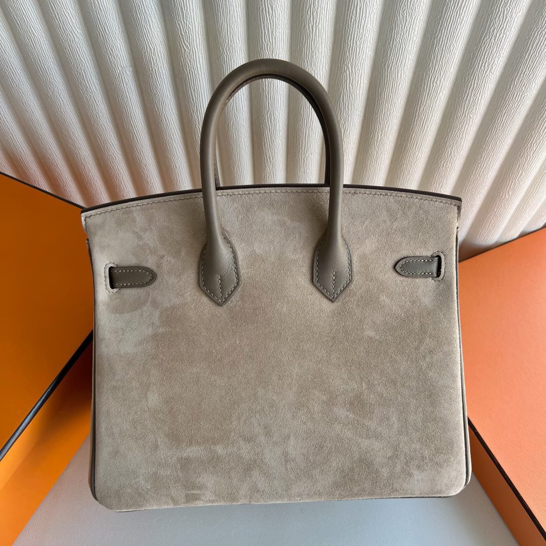 愛馬仕鉑金包圖片大全Hermes Birkin 25 Grizzly Swift/Suede Color CK18 Etoupe大象灰
