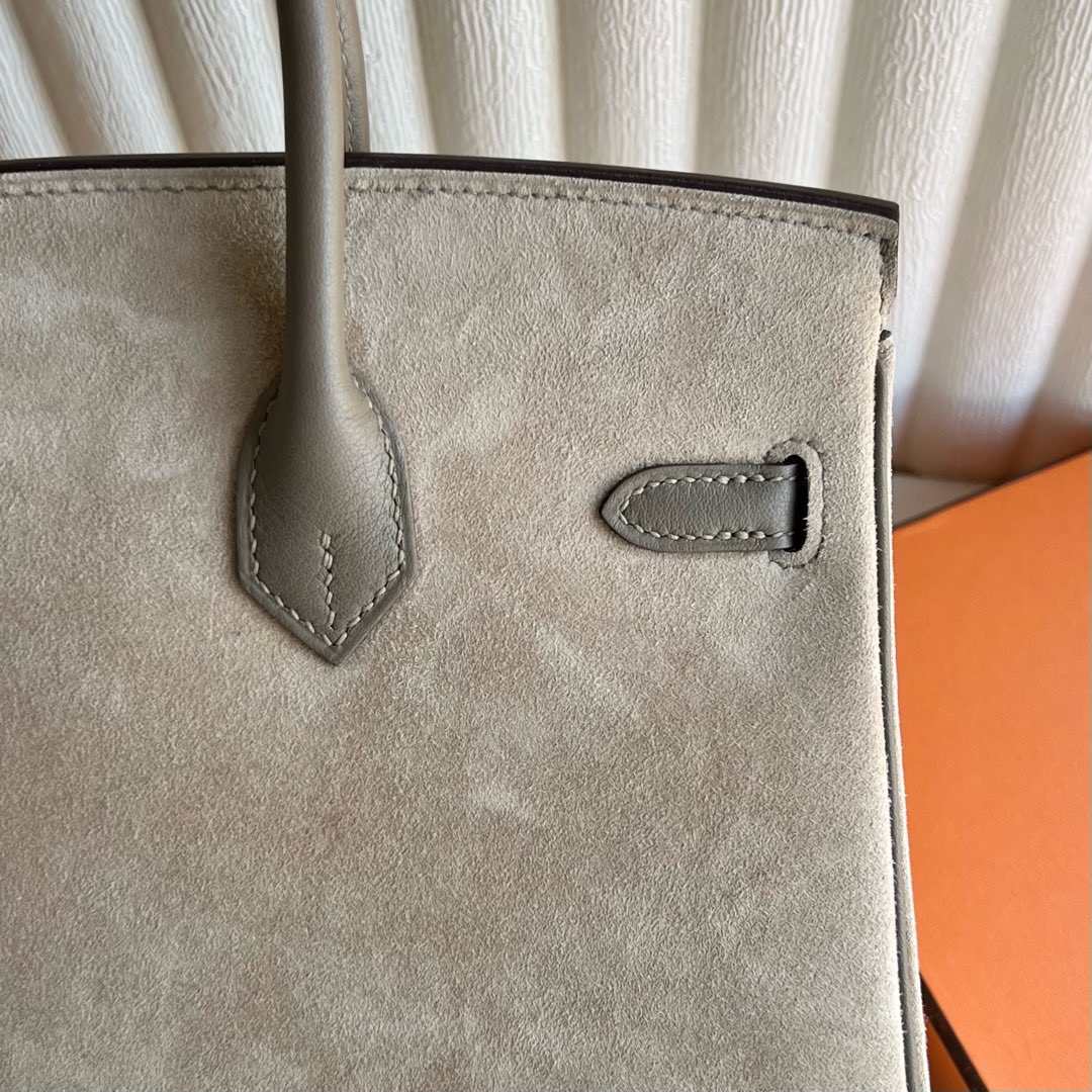 愛馬仕鉑金包圖片大全Hermes Birkin 25 Grizzly Swift/Suede Color CK18 Etoupe大象灰