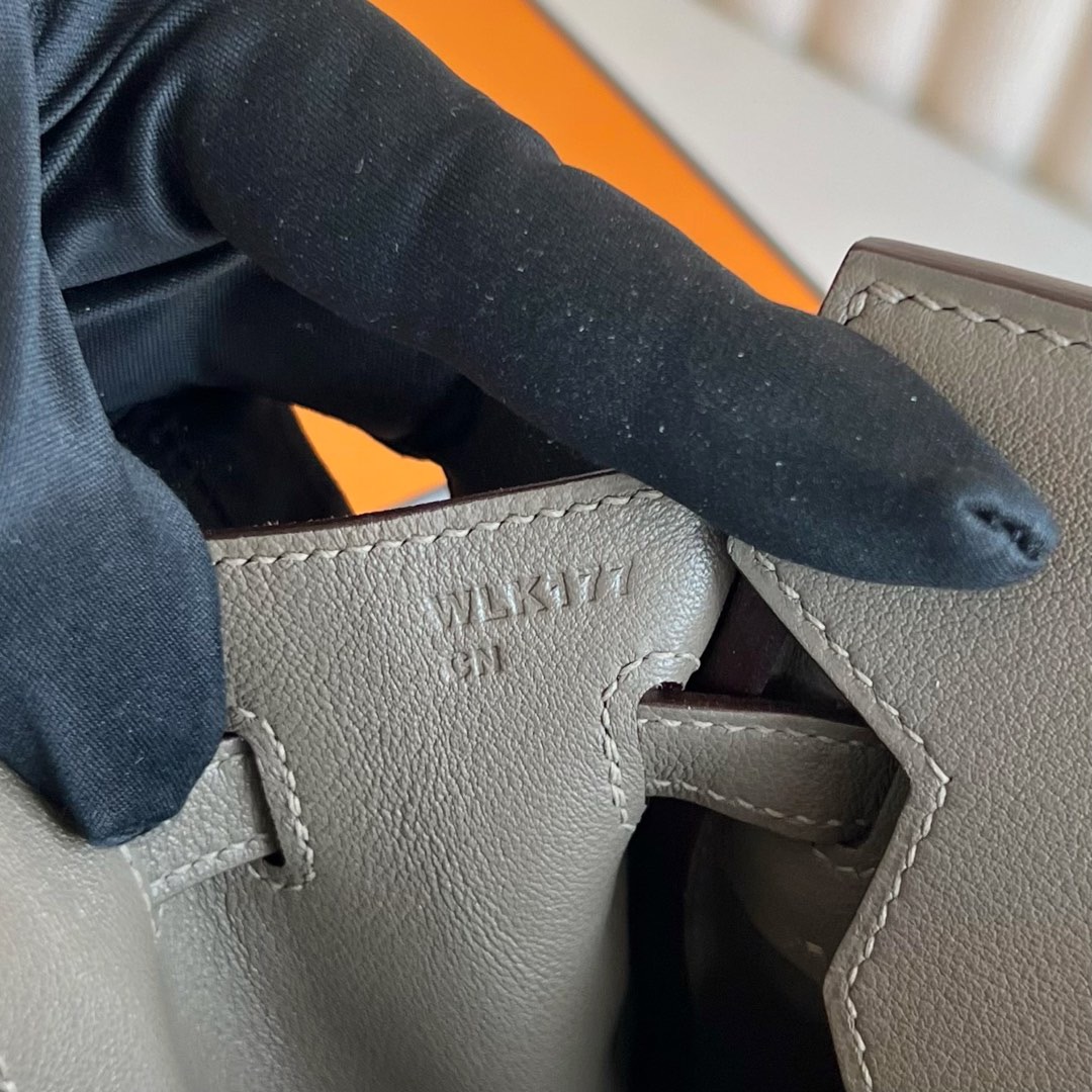 愛馬仕鉑金包圖片大全Hermes Birkin 25 Grizzly Swift/Suede Color CK18 Etoupe大象灰