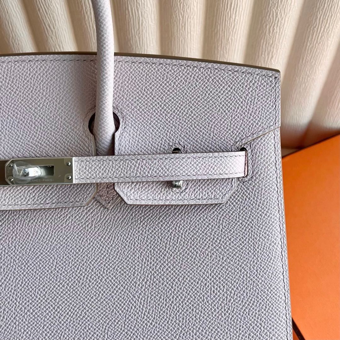 愛馬仕外縫鉑金包最便宜多少錢Hermes Birkin 25 Sellier Epsom Mauve Pale夢幻粉紫