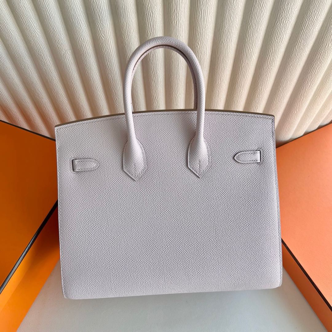 愛馬仕外縫鉑金包最便宜多少錢Hermes Birkin 25 Sellier Epsom Mauve Pale夢幻粉紫