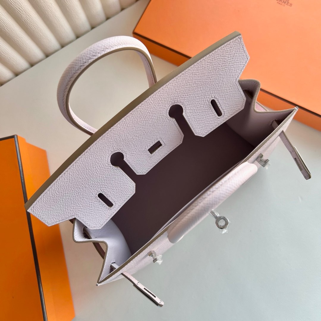 愛馬仕外縫鉑金包最便宜多少錢Hermes Birkin 25 Sellier Epsom Mauve Pale夢幻粉紫