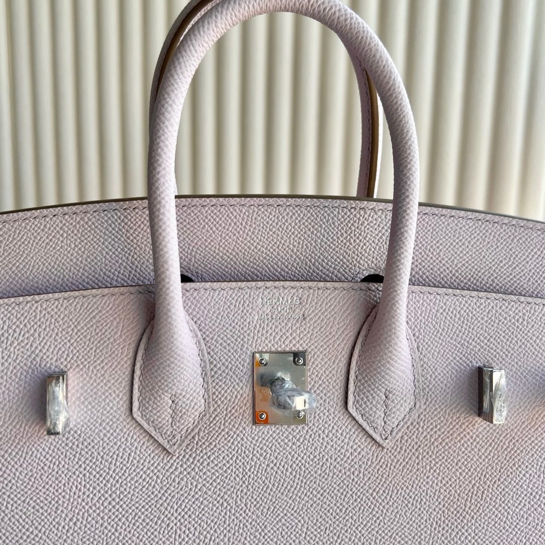 愛馬仕外縫鉑金包最便宜多少錢Hermes Birkin 25 Sellier Epsom Mauve Pale夢幻粉紫