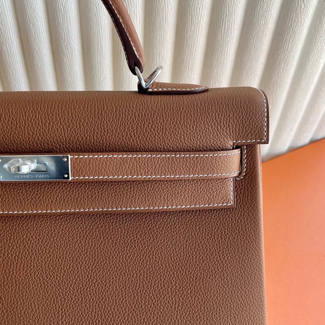 愛馬仕凱莉包尺寸大全Hermes Kelly Retourne 35 Togo Gold 金棕色銀色五金