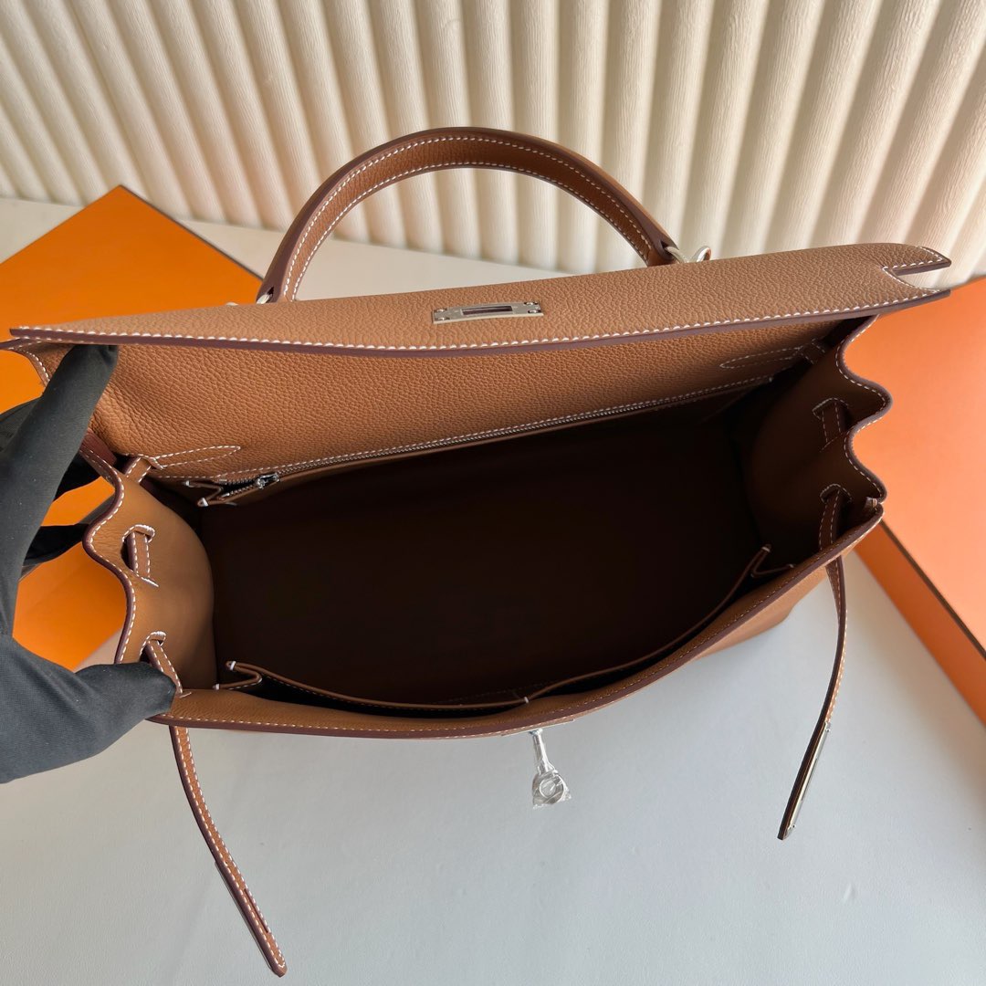 愛馬仕凱莉包尺寸大全Hermes Kelly Retourne 35 Togo Gold 金棕色銀色五金