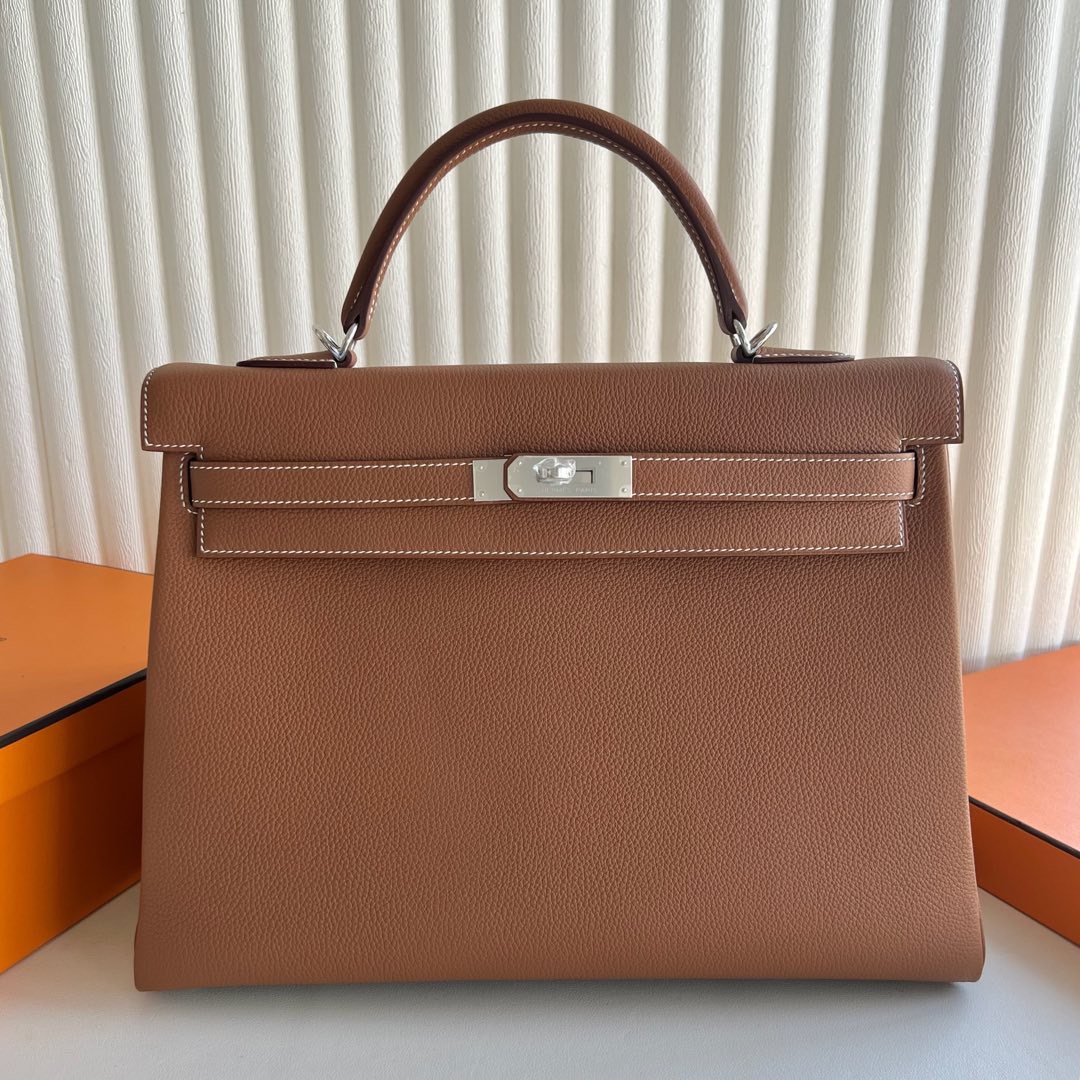 愛馬仕凱莉包尺寸大全Hermes Kelly Retourne 35 Togo Gold 金棕色銀色五金