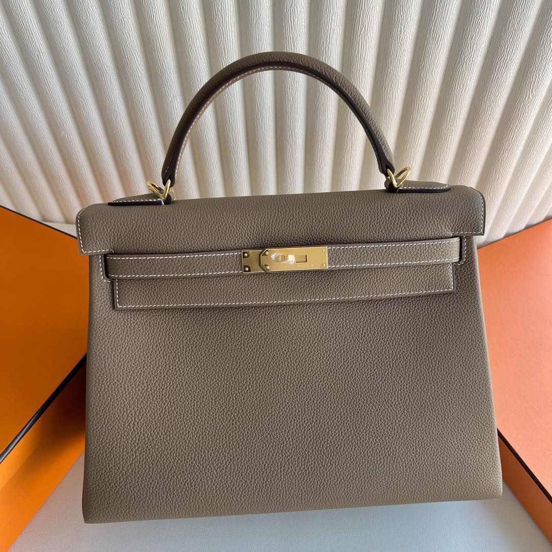 愛馬仕凱莉包包圖片及價格大全 Hermes Kelly Retourne 32 Togo Etoupe大象灰