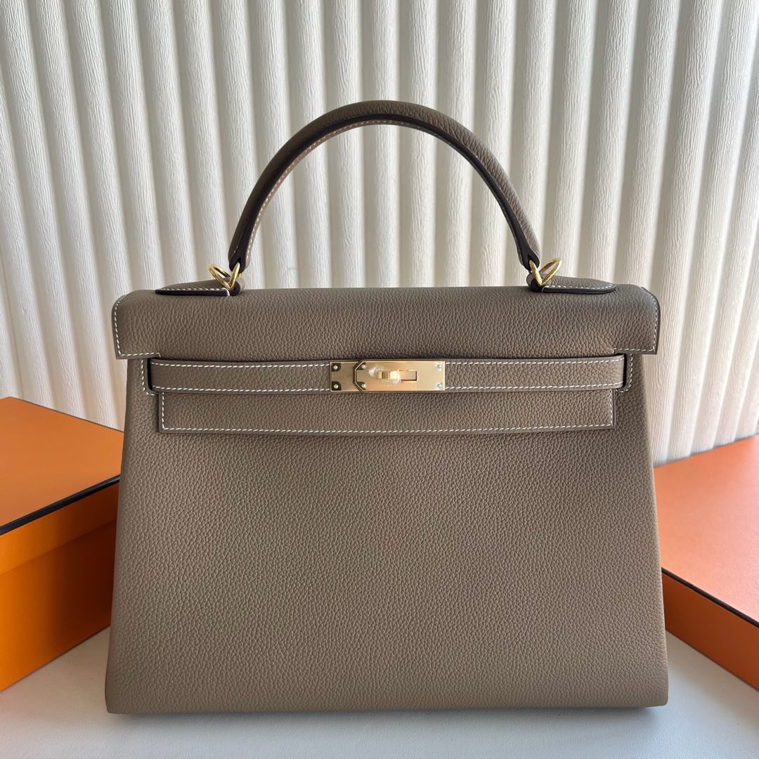 愛馬仕凱莉包包圖片及價格大全 Hermes Kelly Retourne 32 Togo Etoupe大象灰