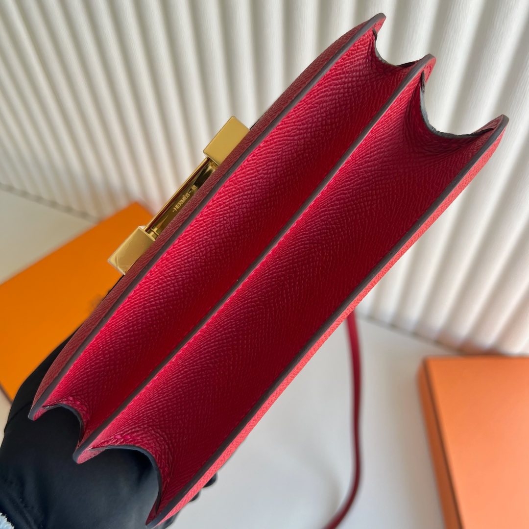 愛馬仕康康的刻印在哪裡Hermes Constance 1-18 Epsom鏡子款Rouge Casaque國旗紅