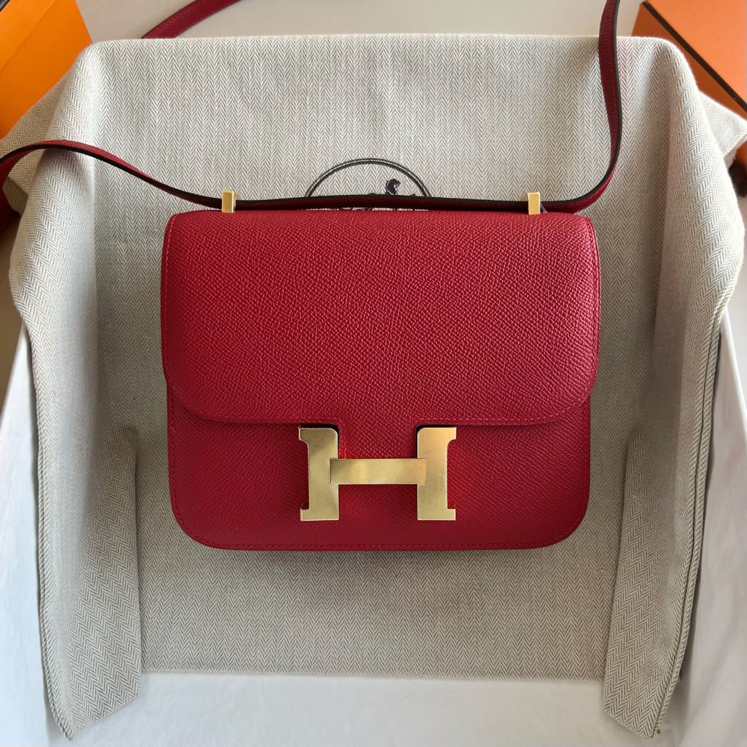 愛馬仕康康的刻印在哪裡Hermes Constance 1-18 Epsom鏡子款Rouge Casaque國旗紅