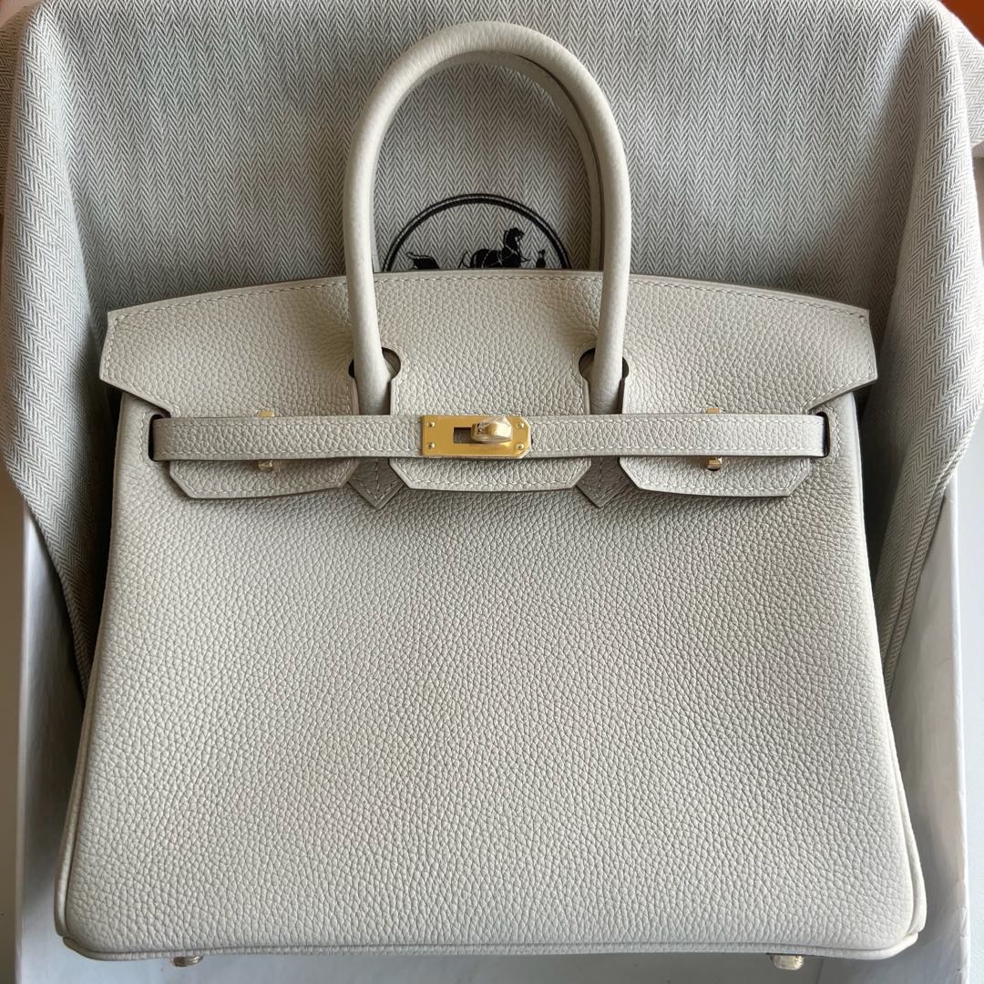 愛馬仕鉑金包圖片大全 Hermes Birkin 25 Togo Craie 奶昔白金色五金