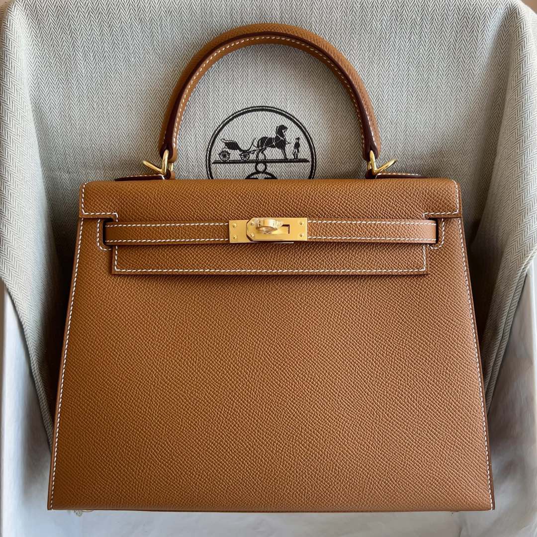 愛馬仕Kelly包新加坡價格Hermes Kelly Sellier 25 Epsom 金棕色 金色五金