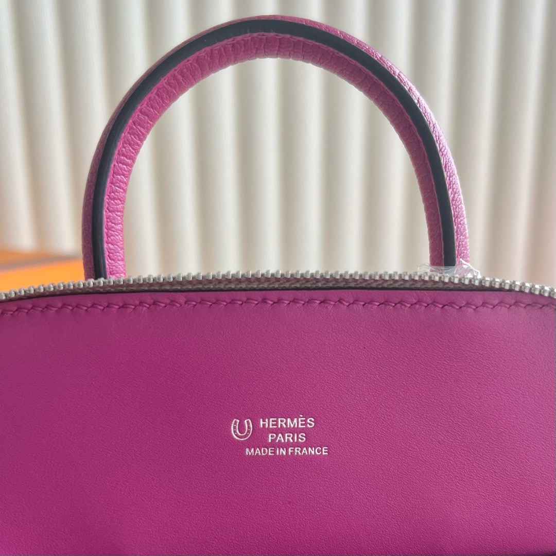 愛馬仕保齡球包需要配貨嗎Hermes Mini Bolide Evercolor M8 Gris Asphalt瀝青灰/L3 Rose Purple玫瑰紫