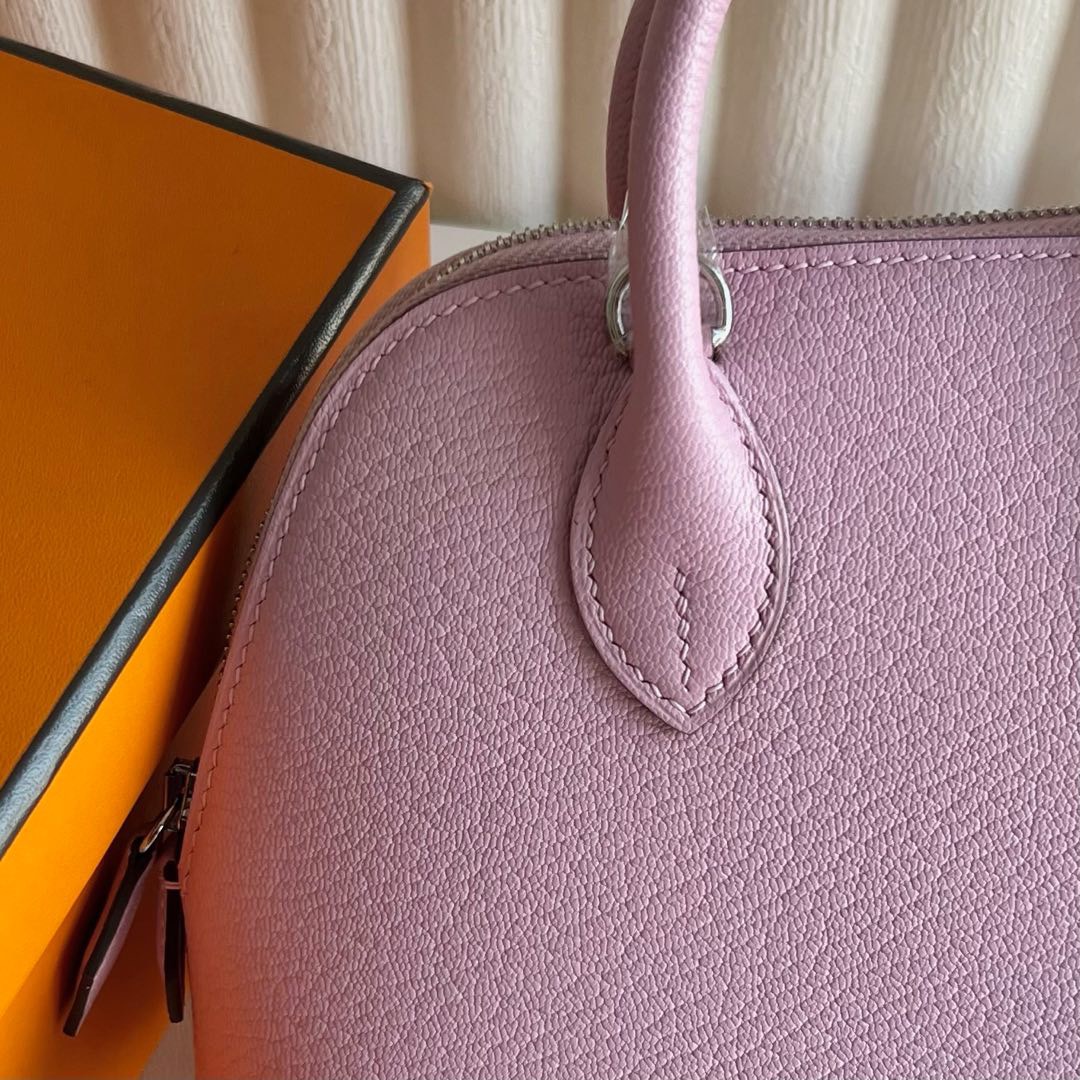 愛馬仕保齡球包迷你價格Hermes Mini Bolide 山羊皮 X9 Mauve Sylvestre錦葵紫
