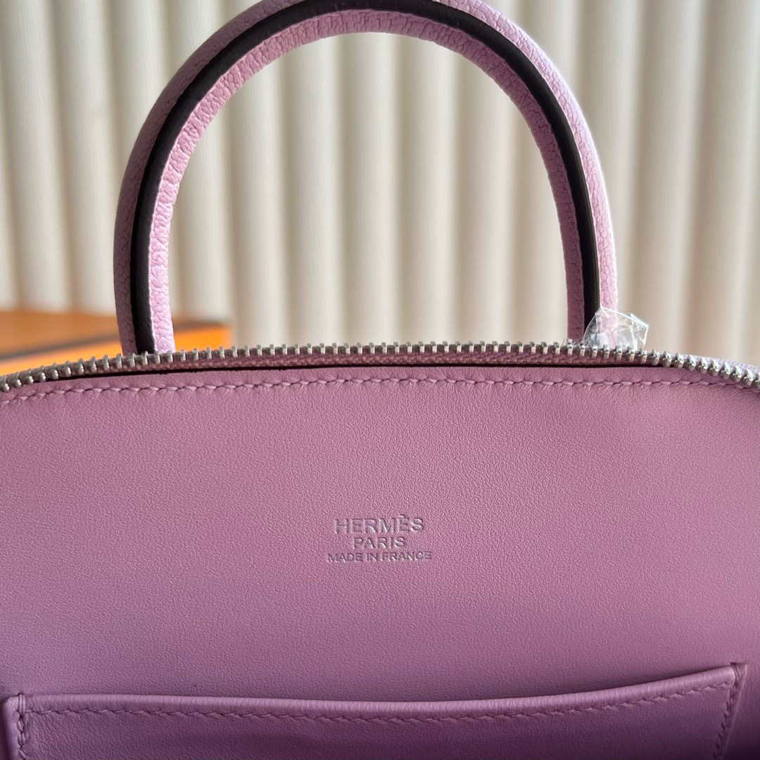 愛馬仕保齡球包迷你價格Hermes Mini Bolide 山羊皮 X9 Mauve Sylvestre錦葵紫