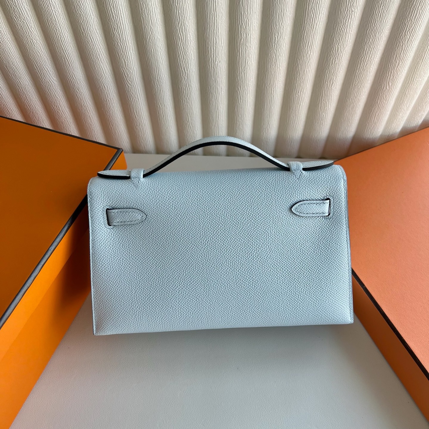 愛馬仕凱莉迷你包尺寸多少 Hermes Kelly Pochette Epsom T0 Blue Brume霧藍色