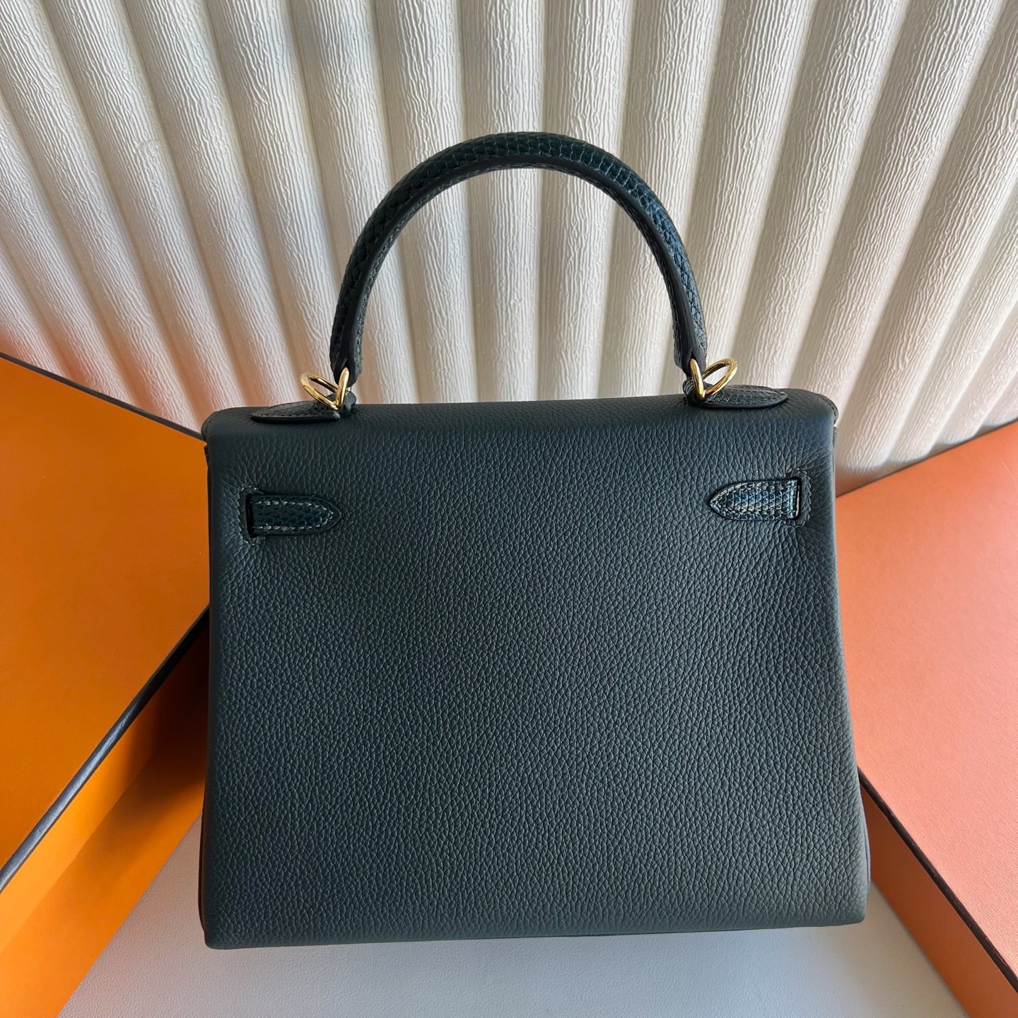 愛馬仕凱莉包什麼價格Hermes Kelly Retourne 25 Touch Togo/Lizard Vert rousseau盧梭綠 Vert cypres松柏綠