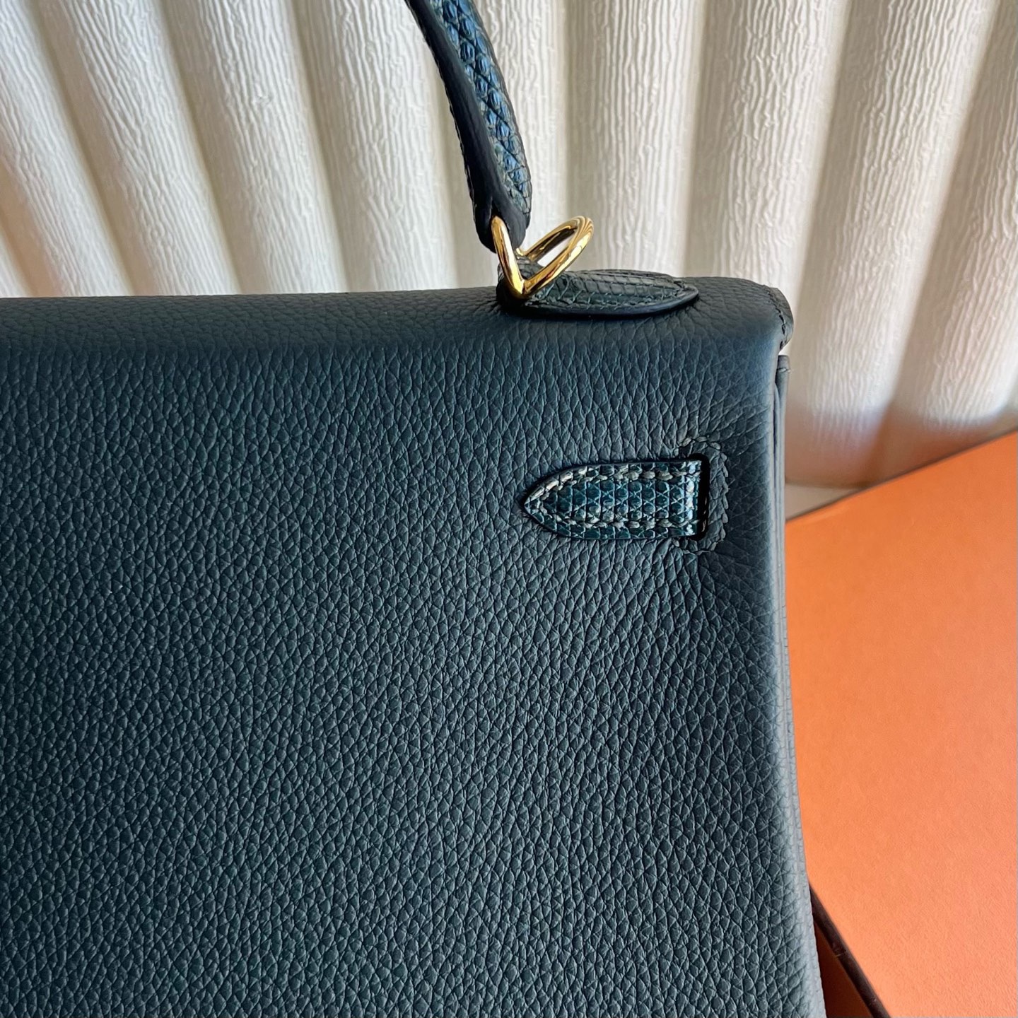 愛馬仕凱莉包什麼價格Hermes Kelly Retourne 25 Touch Togo/Lizard Vert rousseau盧梭綠 Vert cypres松柏綠
