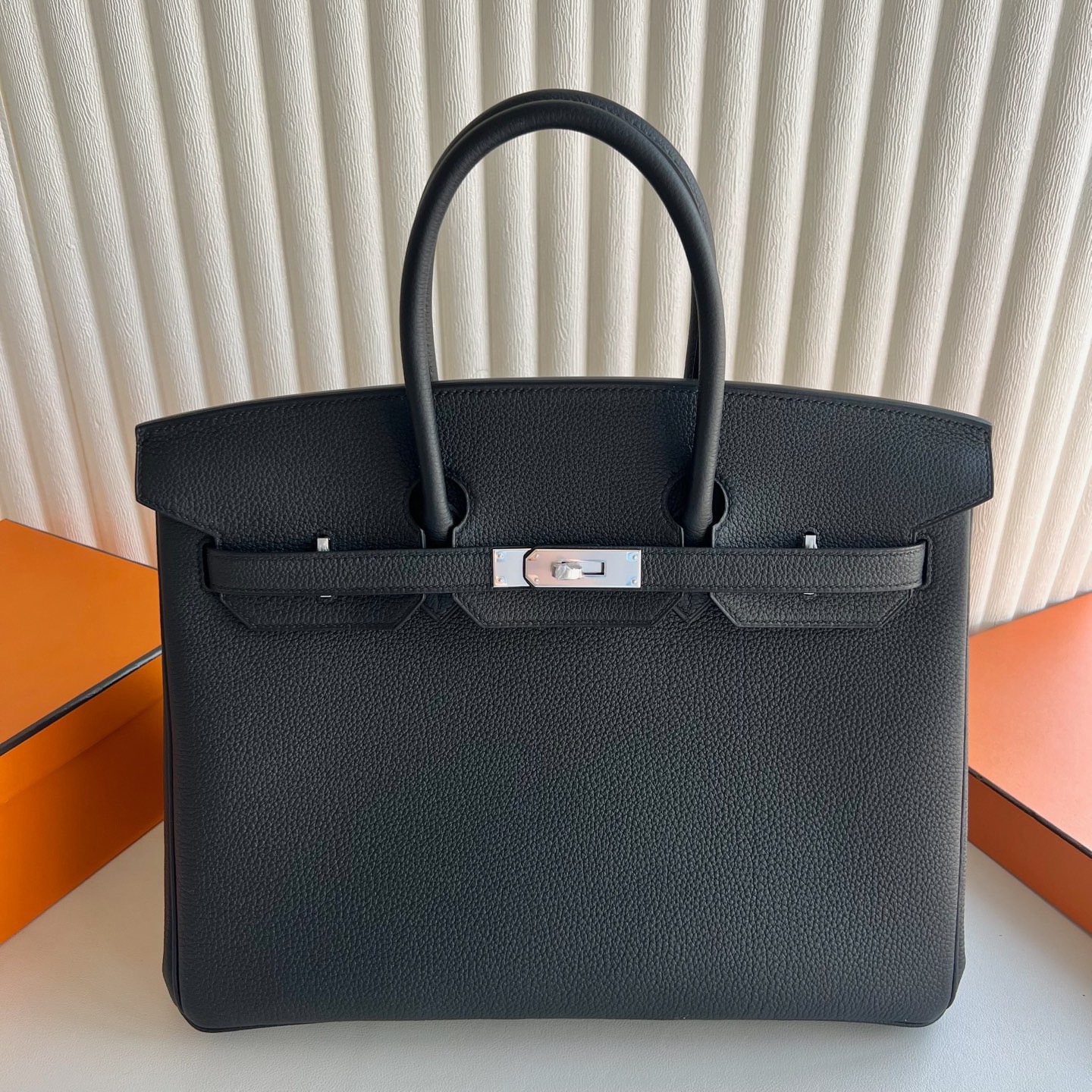 愛馬仕鉑金包35寸泰國專櫃價格Hermes Birkin 35 Togo CK89 Noir黑色 銀色五金