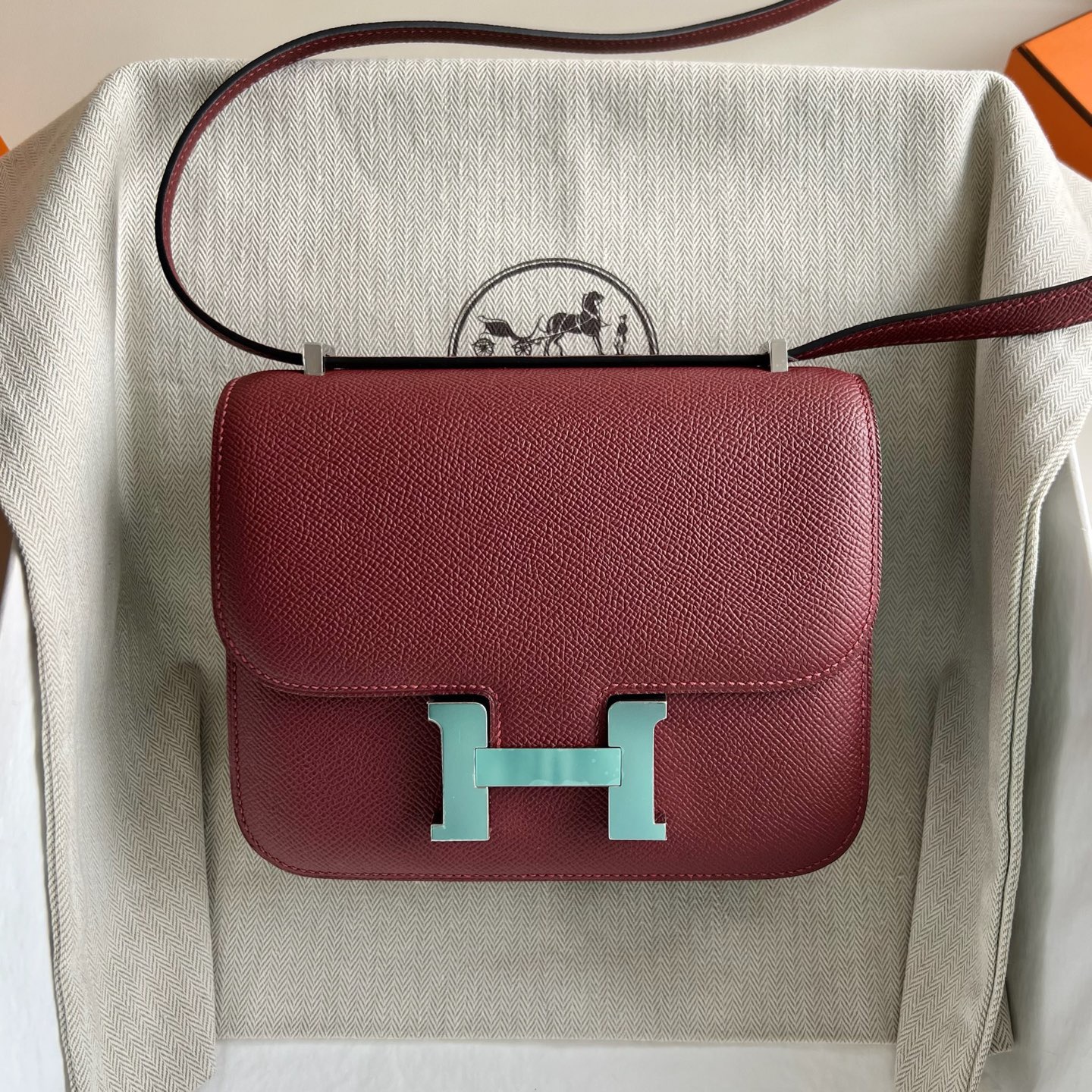 愛馬仕康康刻印年份 Hermes Constance 18 Epsom CK55 Rouge H愛馬仕紅 銀色五金
