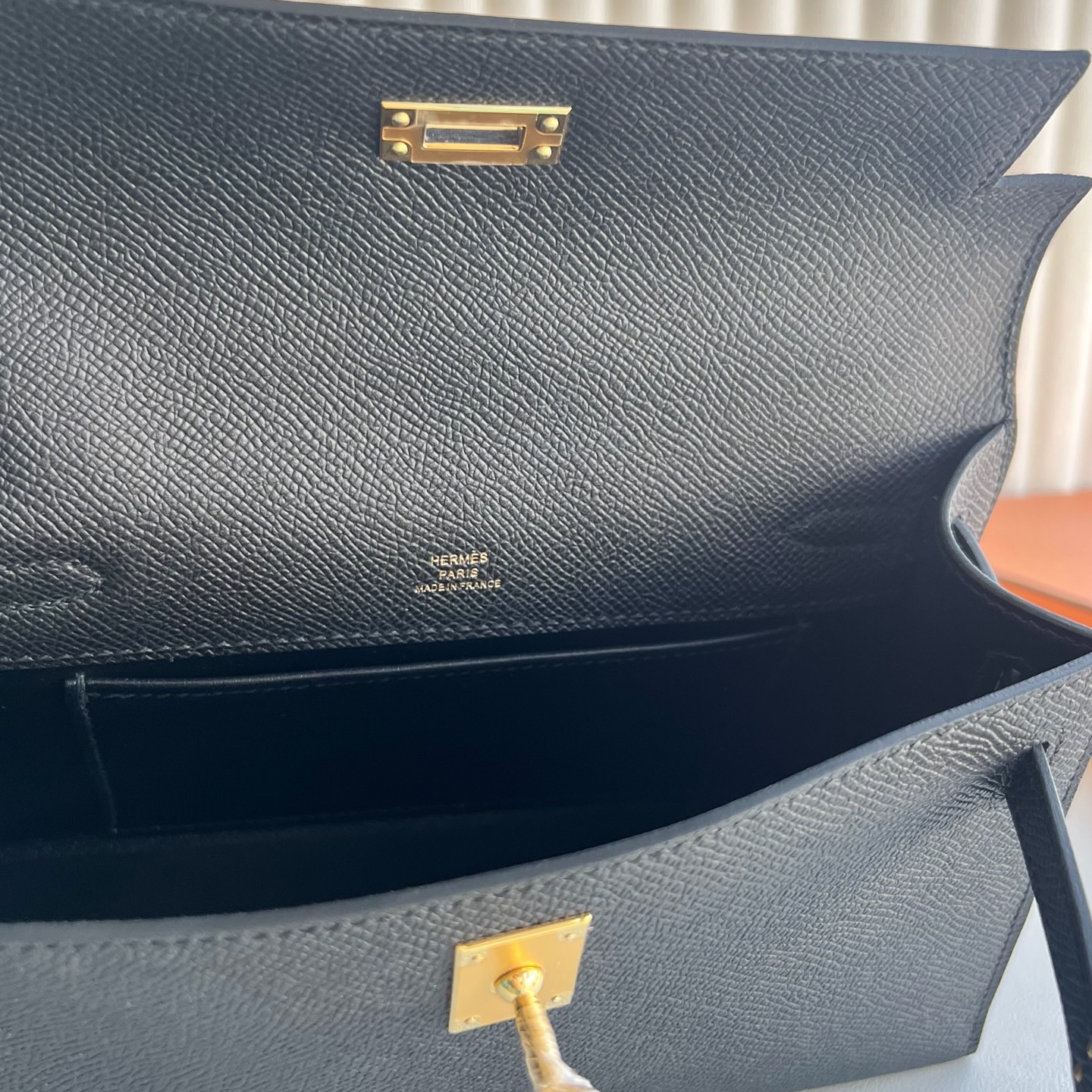 愛馬仕凱莉迷你包圖片大全 Hermes Kelly Pochette Epsom Color CC89 Nior 黑色金色五金