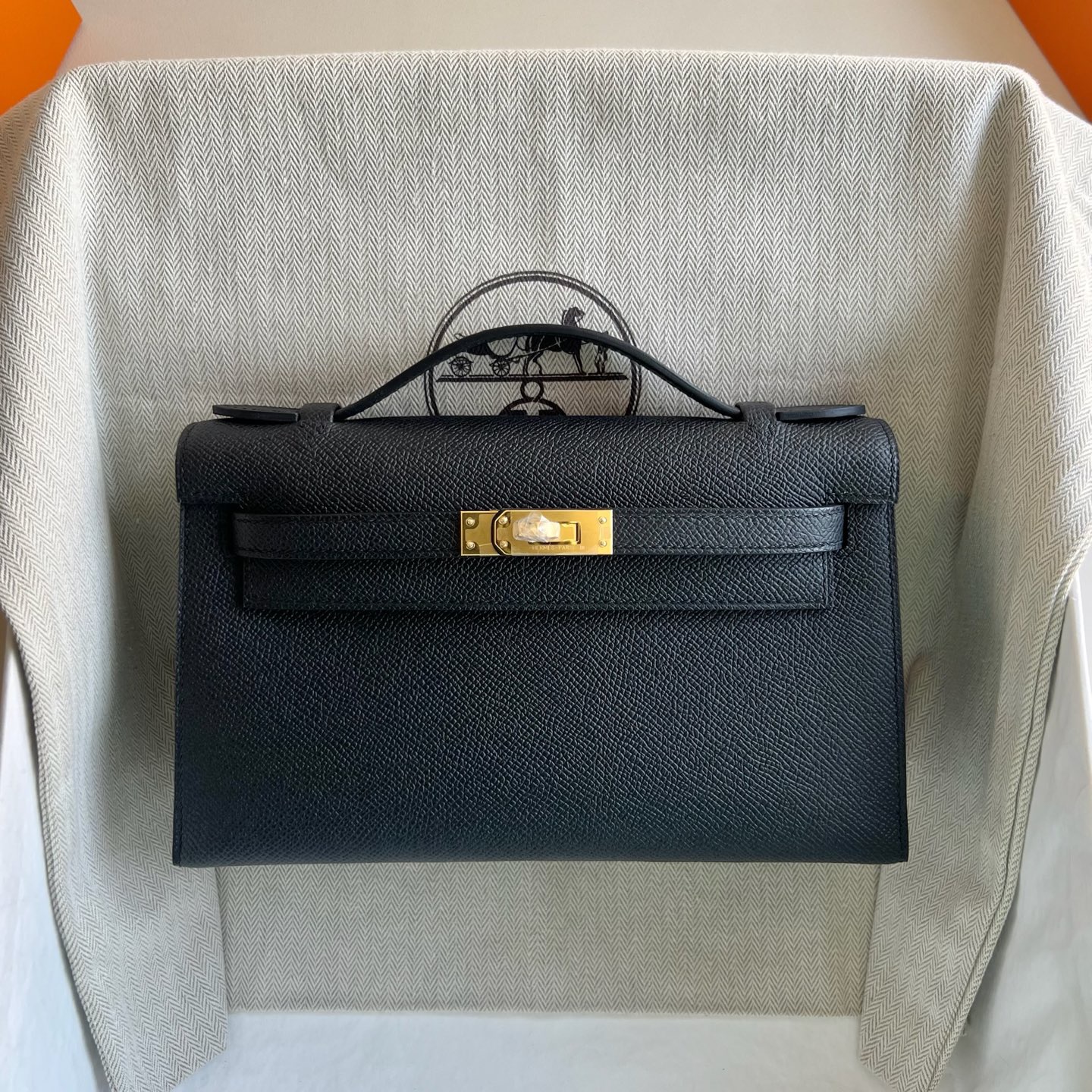 愛馬仕凱莉迷你包圖片大全 Hermes Kelly Pochette Epsom Color CC89 Nior 黑色金色五金