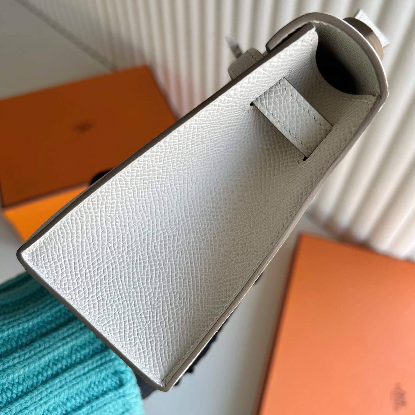 愛馬仕迷你凱莉多少錢一個 Hermes Mini Kelly Pochette Epsom CK10 Craie奶昔白 銀色五金