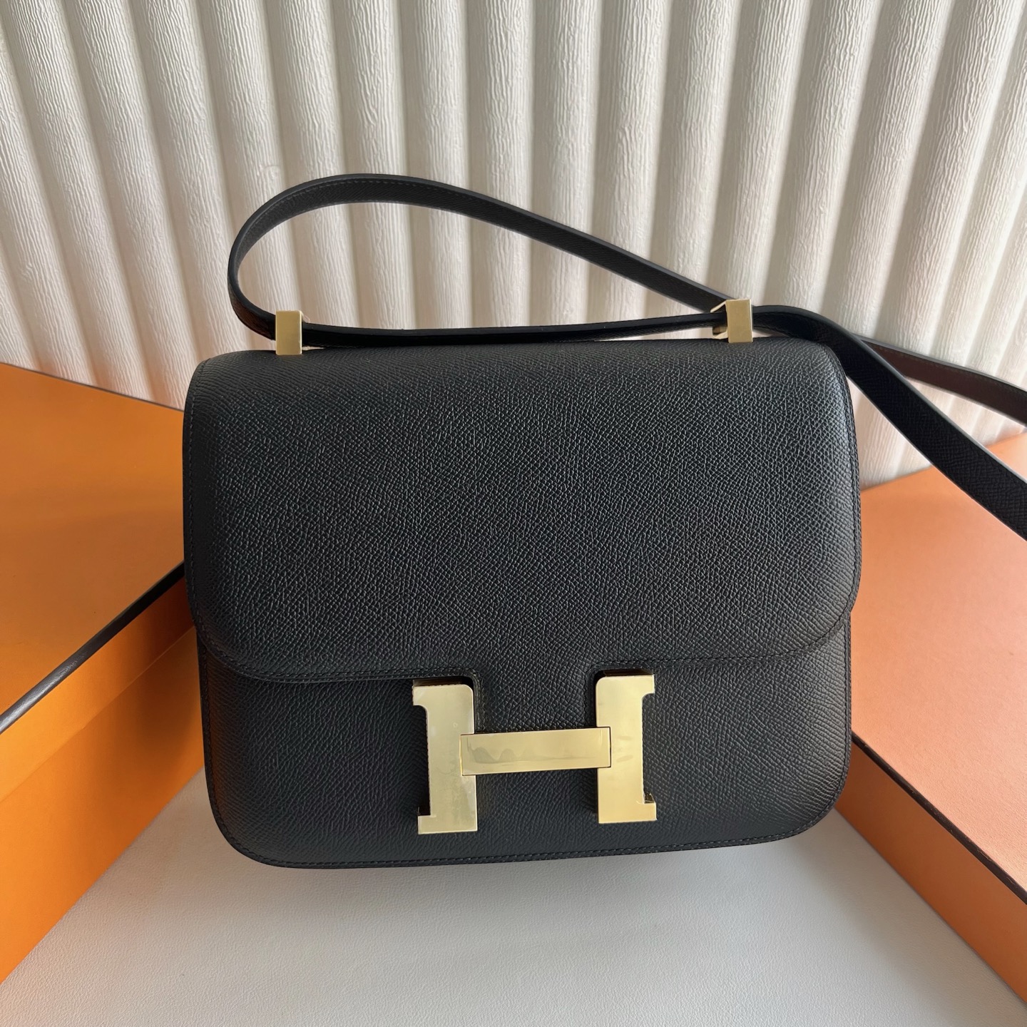 愛馬仕包包康康24尺寸 Hermes Constance 24 Epsom Nior黑色金色五金