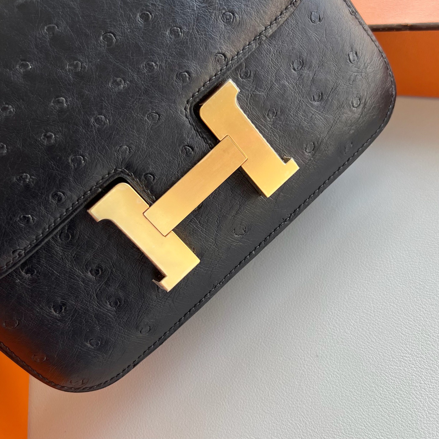 愛馬仕康斯坦斯尺寸一覽表 Hermes Constance Mini Ostrich鴕鳥皮黑色金色五金