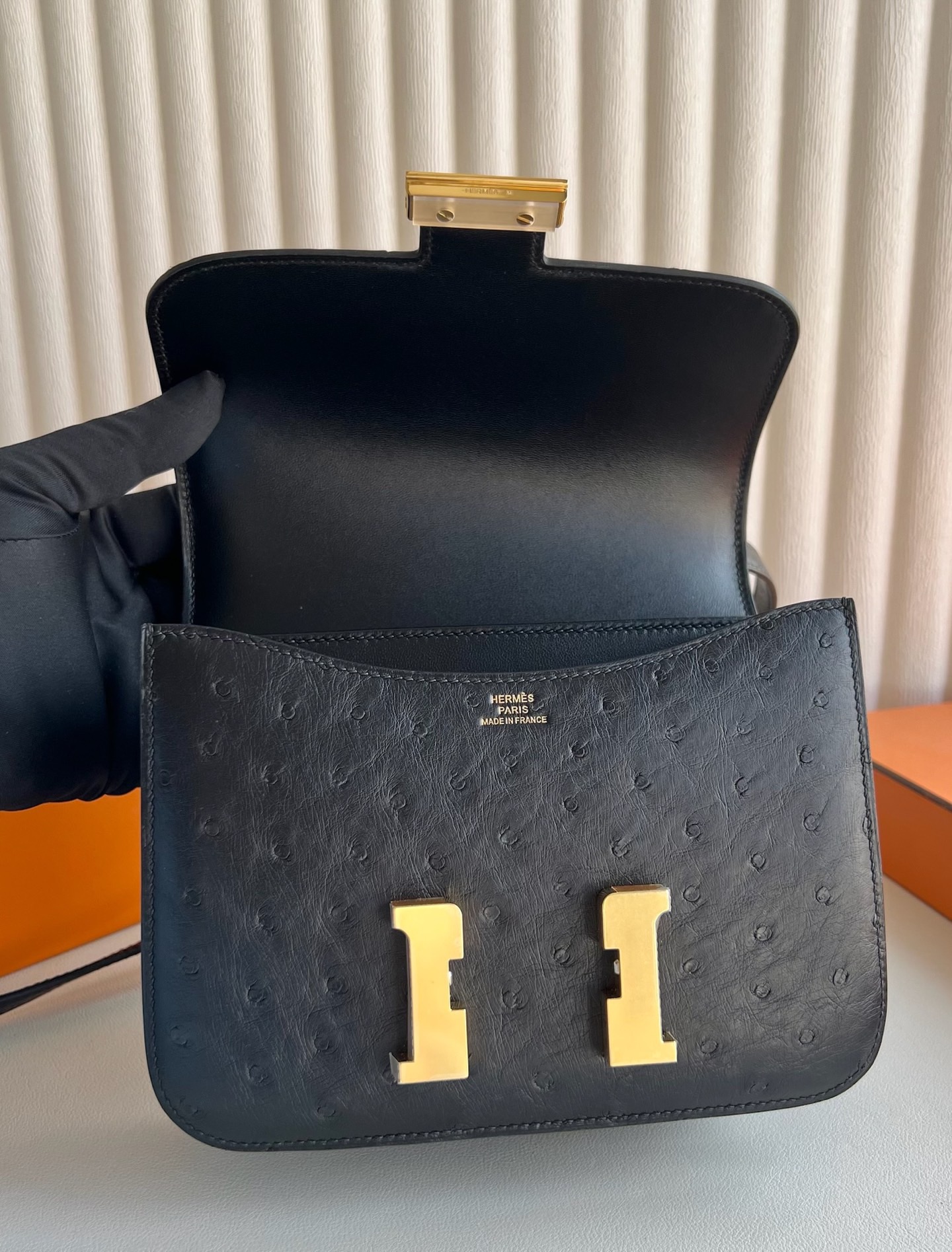 愛馬仕康斯坦斯尺寸一覽表 Hermes Constance Mini Ostrich鴕鳥皮黑色金色五金