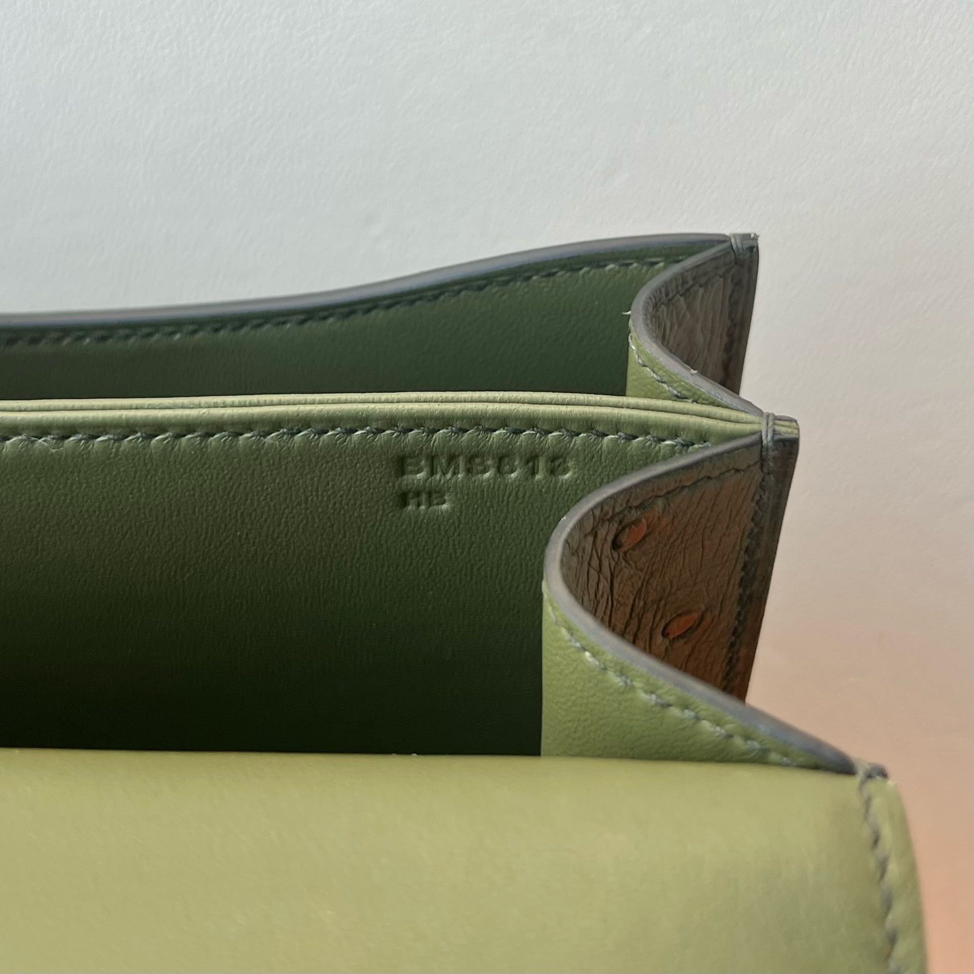 愛馬仕康康刻印年份 Hermes Constance Mini 18 Ostrich 鴕鳥皮 V6 Canopée林冠綠 叢林綠