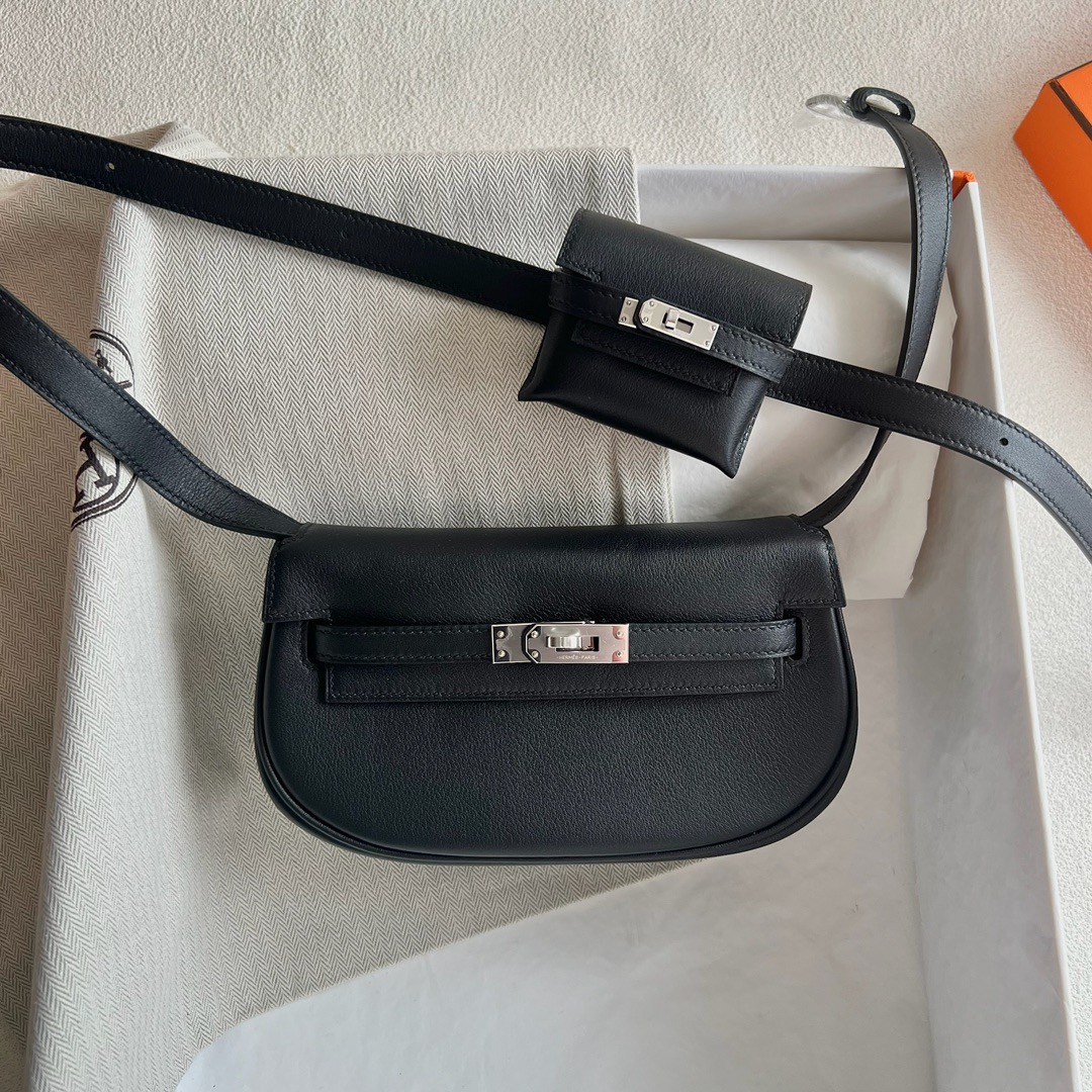 愛馬仕包包圖片香港價格 Hermès Kelly Moove Swift Color CK89 Nior 黑色 銀色五金
