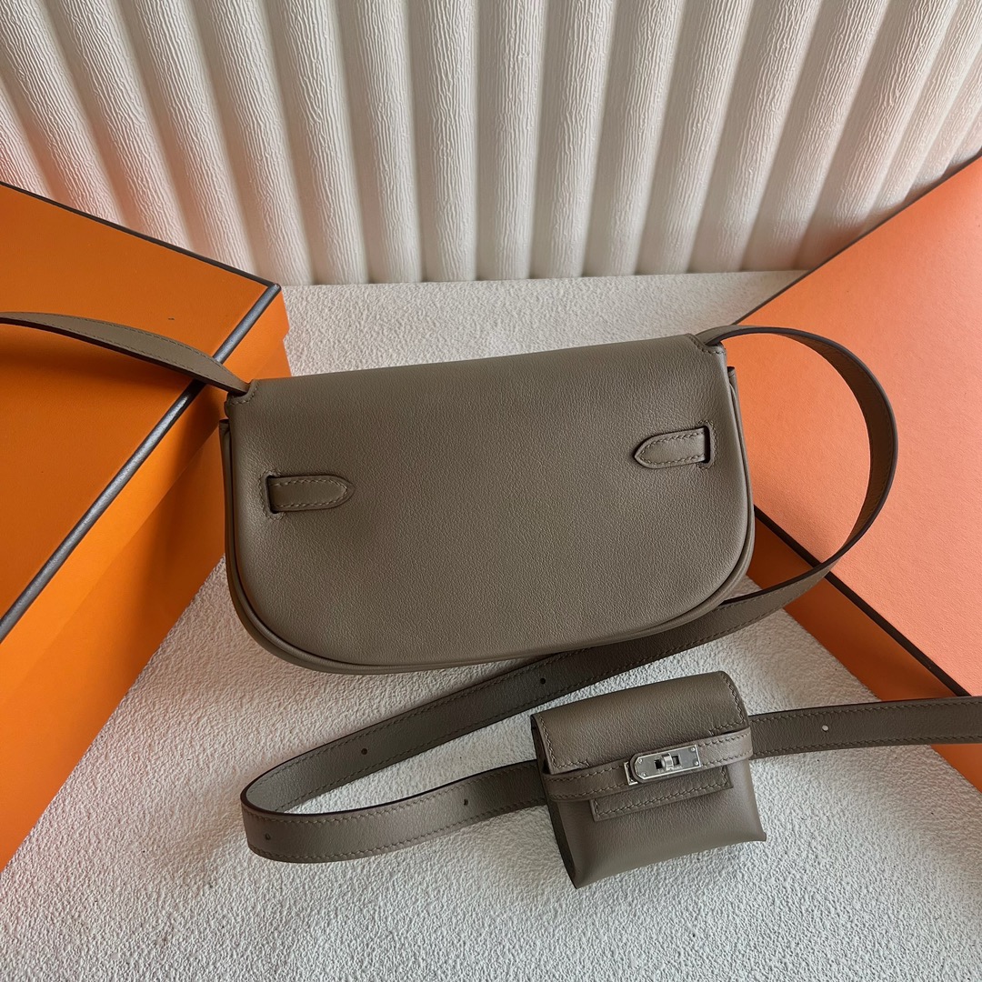 香港愛馬仕女包價格與圖片最新款 Hermes Kelly Moove Swift CK18 Etoupe 大象灰 銀色五金