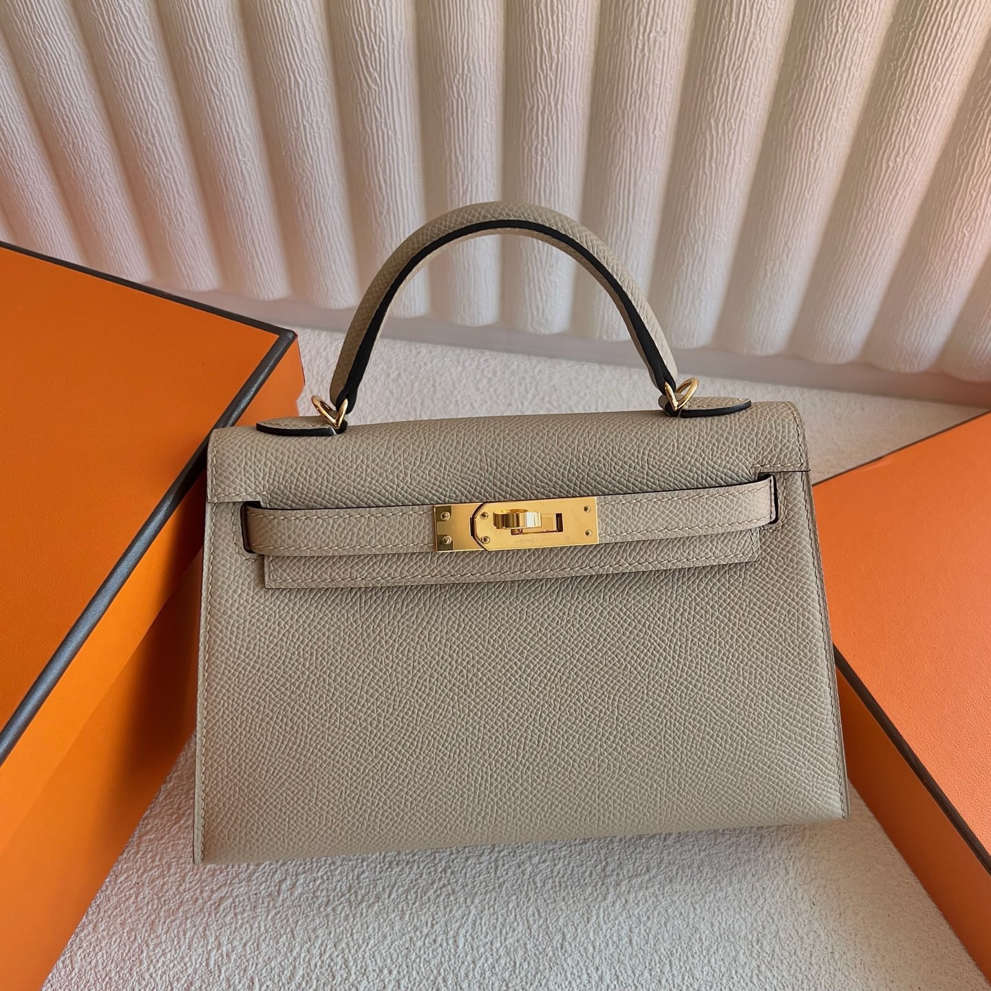 香港愛馬仕凱莉迷你包尺寸多少 Hermes Kelly Mini Sellier Epsom Trench 風衣灰 金色五金