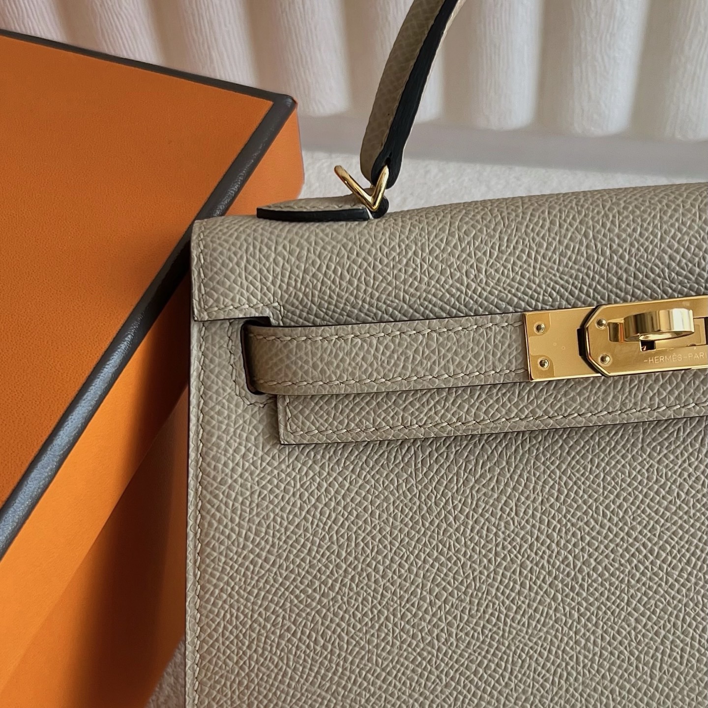 香港愛馬仕凱莉迷你包尺寸多少 Hermes Kelly Mini Sellier Epsom Trench 風衣灰 金色五金