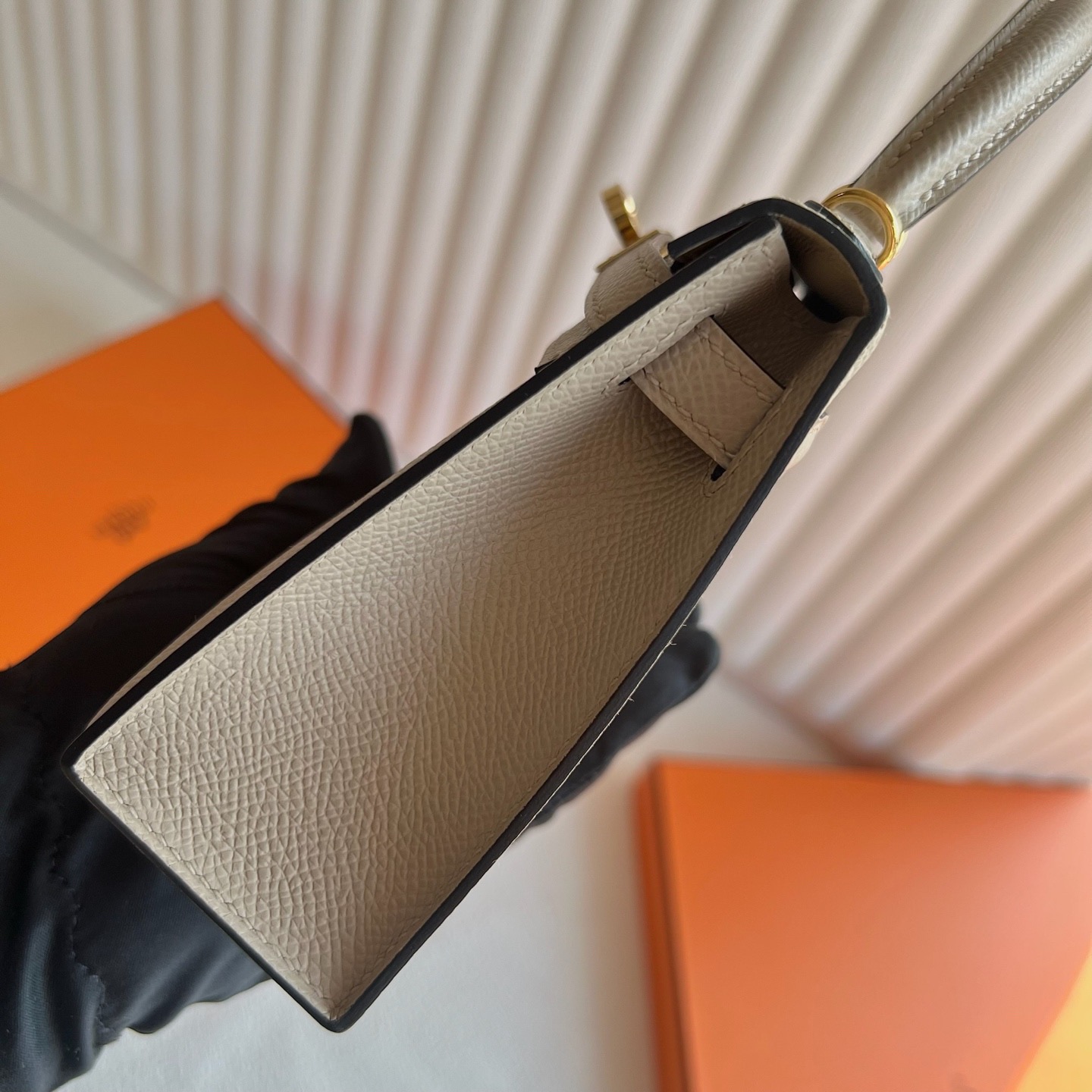 香港愛馬仕凱莉迷你包尺寸多少 Hermes Kelly Mini Sellier Epsom Trench 風衣灰 金色五金