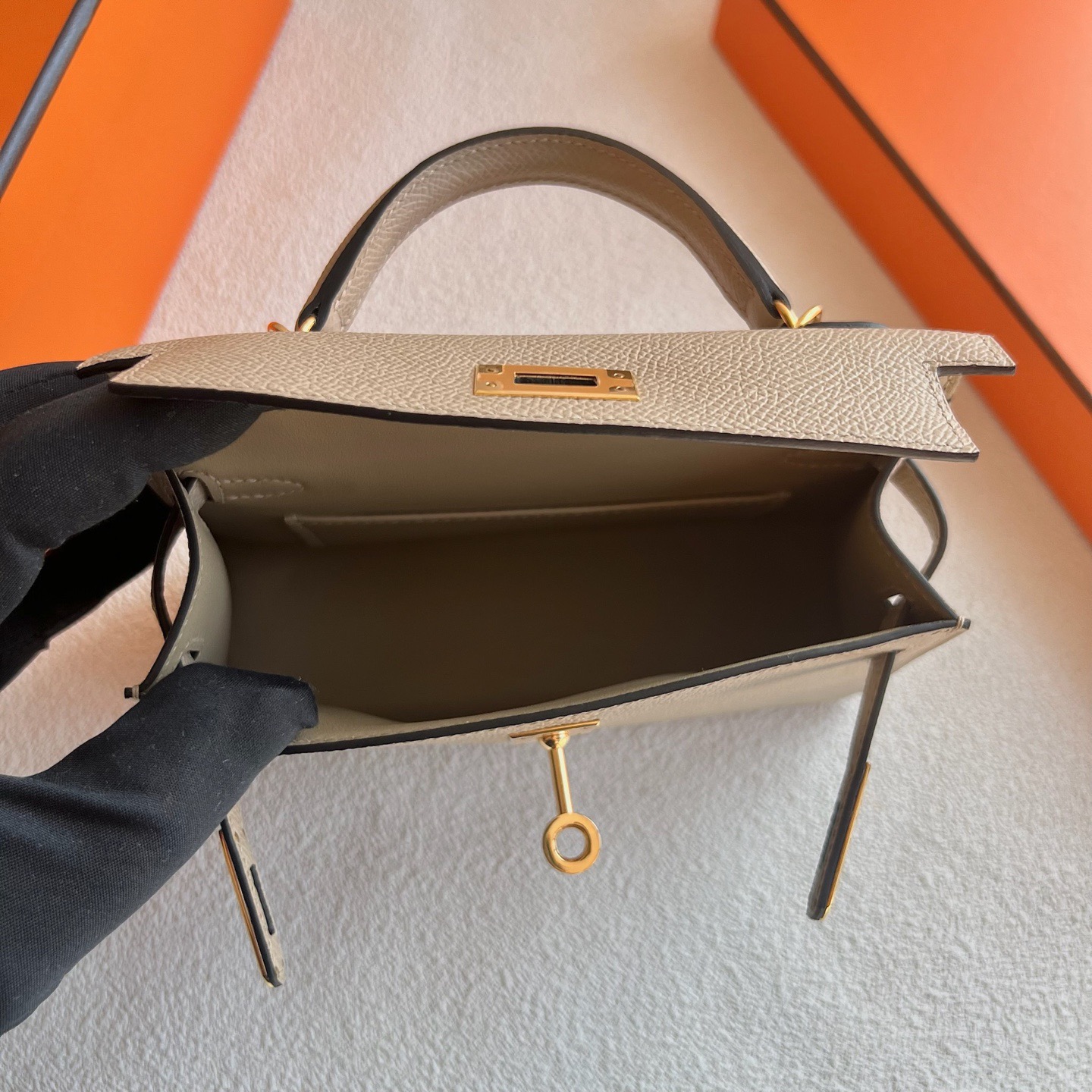 香港愛馬仕凱莉迷你包尺寸多少 Hermes Kelly Mini Sellier Epsom Trench 風衣灰 金色五金