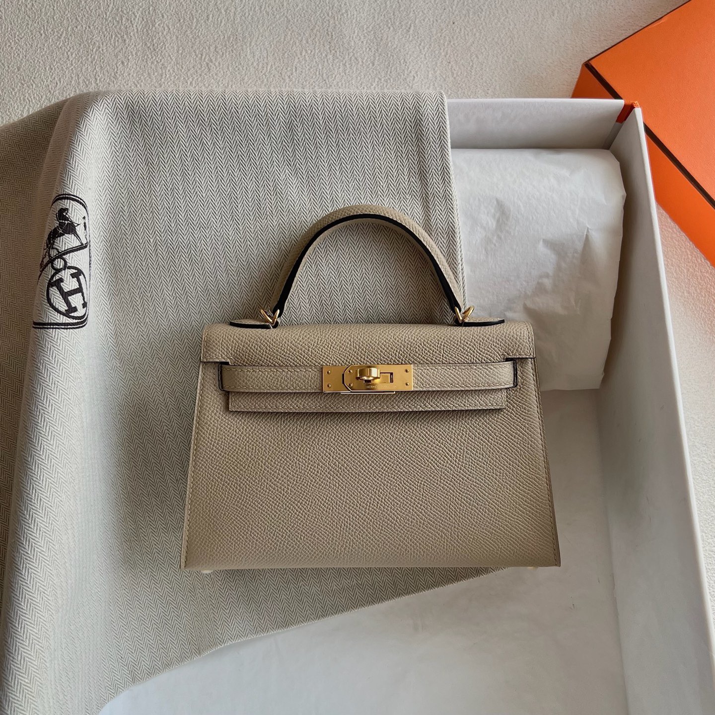 香港愛馬仕凱莉迷你包尺寸多少 Hermes Kelly Mini Sellier Epsom Trench 風衣灰 金色五金