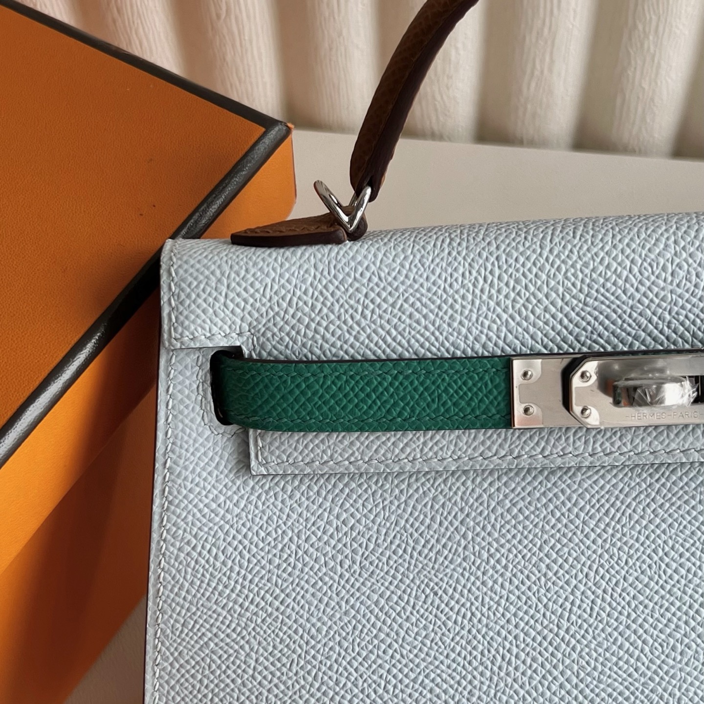 愛馬仕凱莉迷你包圖片 Hermes Kelly Mini Sellier Epsom Bleu Brume霧霾藍 金棕色 Vert Jade帝王綠