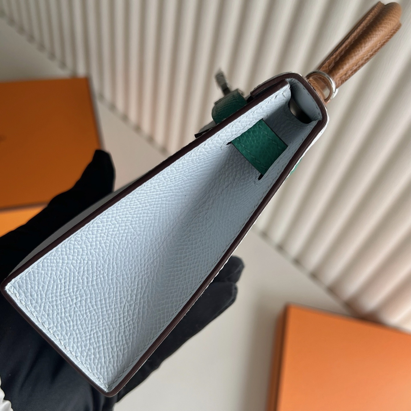 愛馬仕凱莉迷你包圖片 Hermes Kelly Mini Sellier Epsom Bleu Brume霧霾藍 金棕色 Vert Jade帝王綠