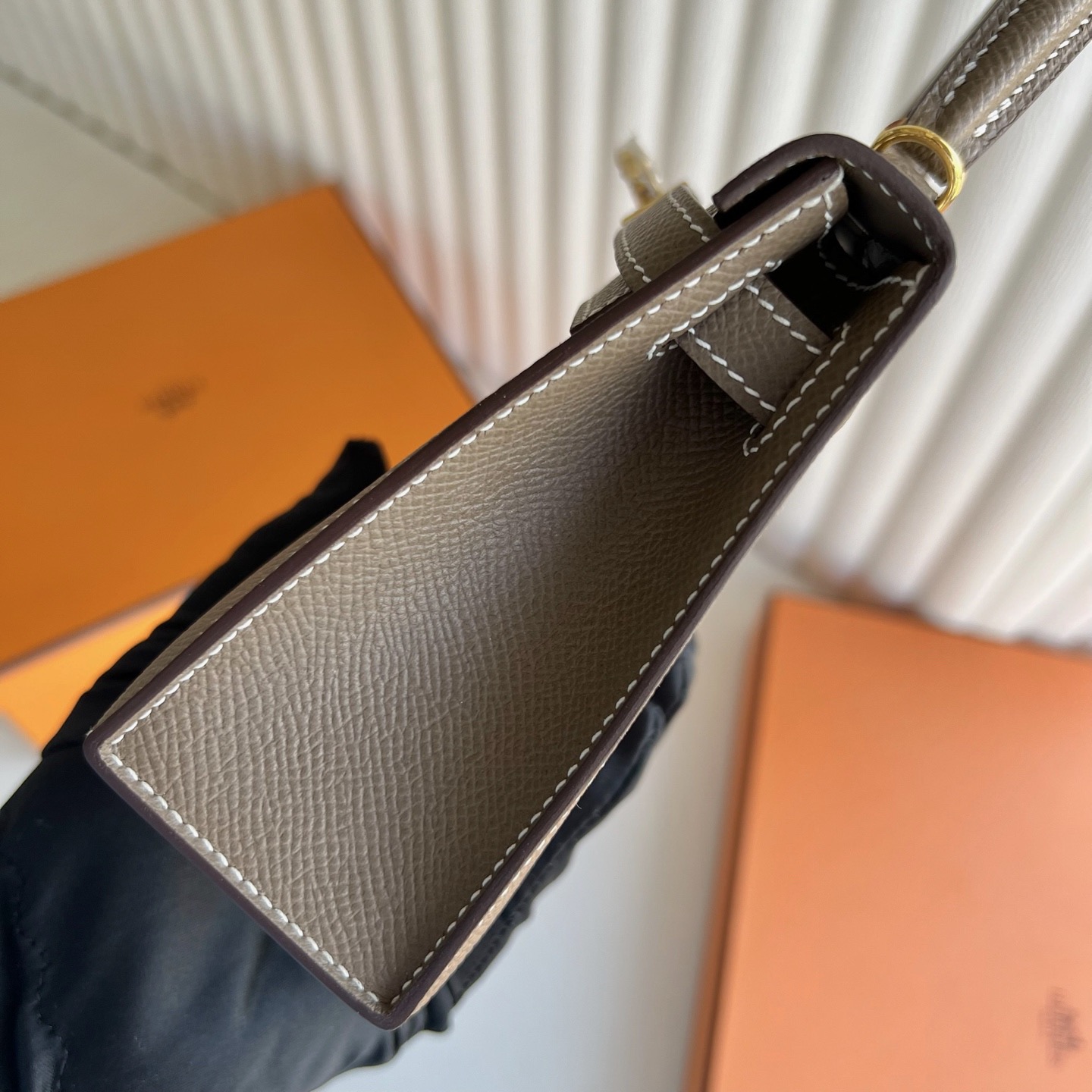 臺灣愛馬仕凱莉迷你二代多少錢 Hermes Kelly Mini Sellier Epsom Etoupe大象灰