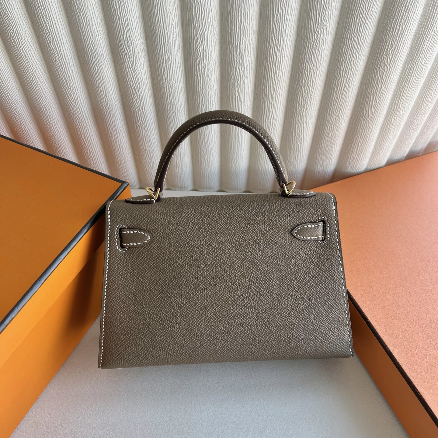 臺灣愛馬仕凱莉迷你二代多少錢 Hermes Kelly Mini Sellier Epsom Etoupe大象灰