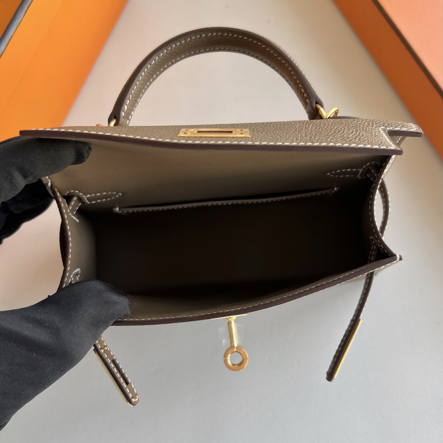 臺灣愛馬仕凱莉迷你二代多少錢 Hermes Kelly Mini Sellier Epsom Etoupe大象灰